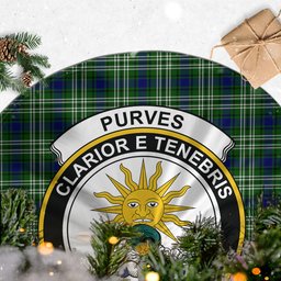 Purves Tartan Christmas Tree Skirt with Family Crest