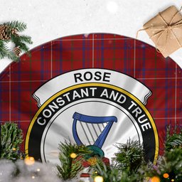 Rose Tartan Christmas Tree Skirt with Family Crest