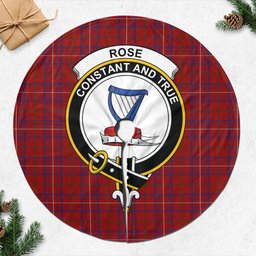 Rose Tartan Christmas Tree Skirt with Family Crest