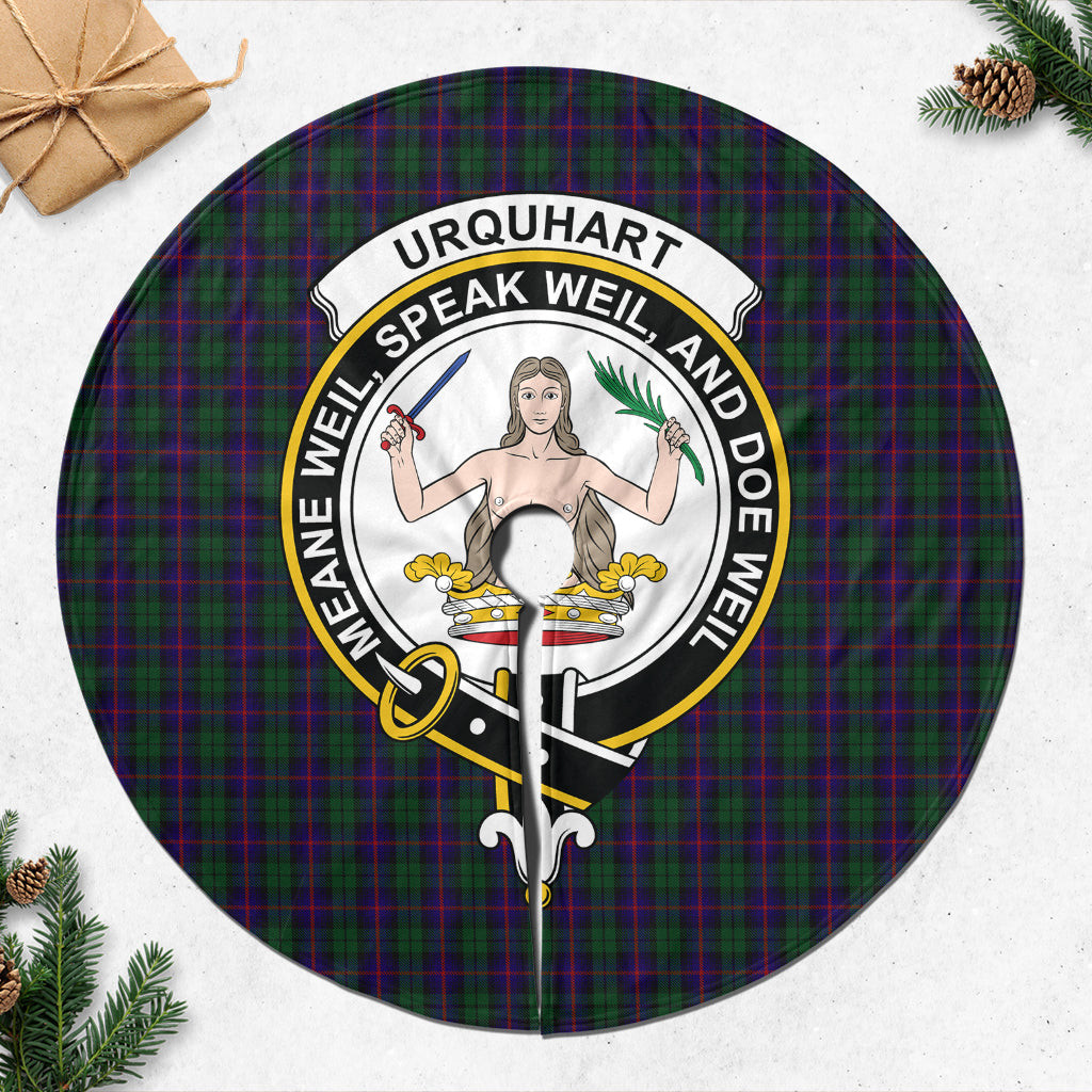 Urquhart Tartan Christmas Tree Skirt with Family Crest