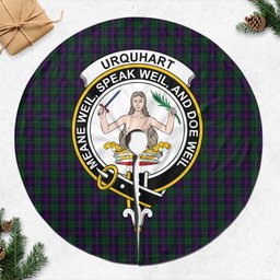 Urquhart Tartan Christmas Tree Skirt with Family Crest