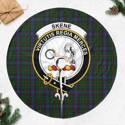 Skene Tartan Christmas Tree Skirt with Family Crest