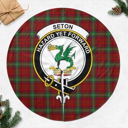 Seton Tartan Christmas Tree Skirt with Family Crest