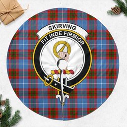 Skirving Tartan Christmas Tree Skirt with Family Crest