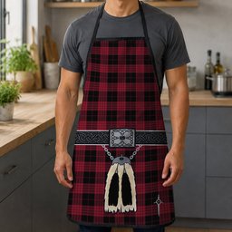 ScotsTee Shop Scottish Cameron Black and Red Modern Clan Highland Kilt Sporran Tartan Apron