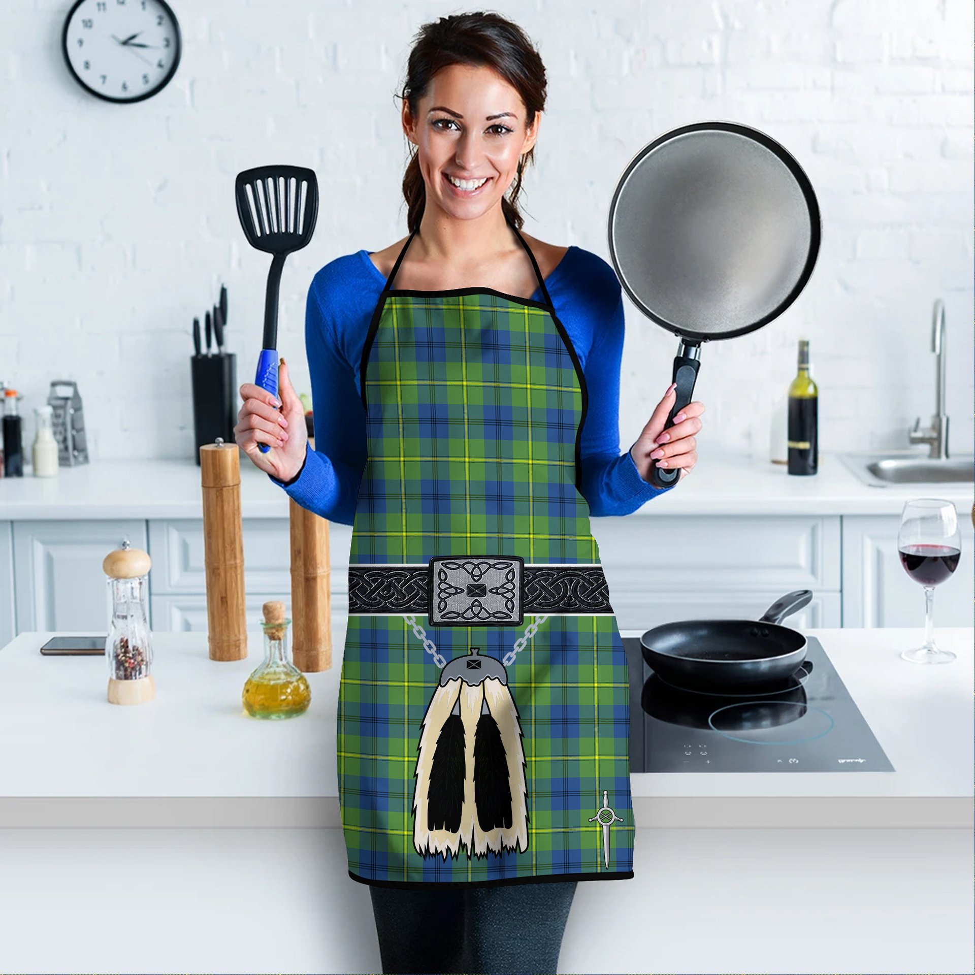ScotsTee Shop Scottish Johnston Ancient Clan Highland Kilt Sporran Tartan Apron