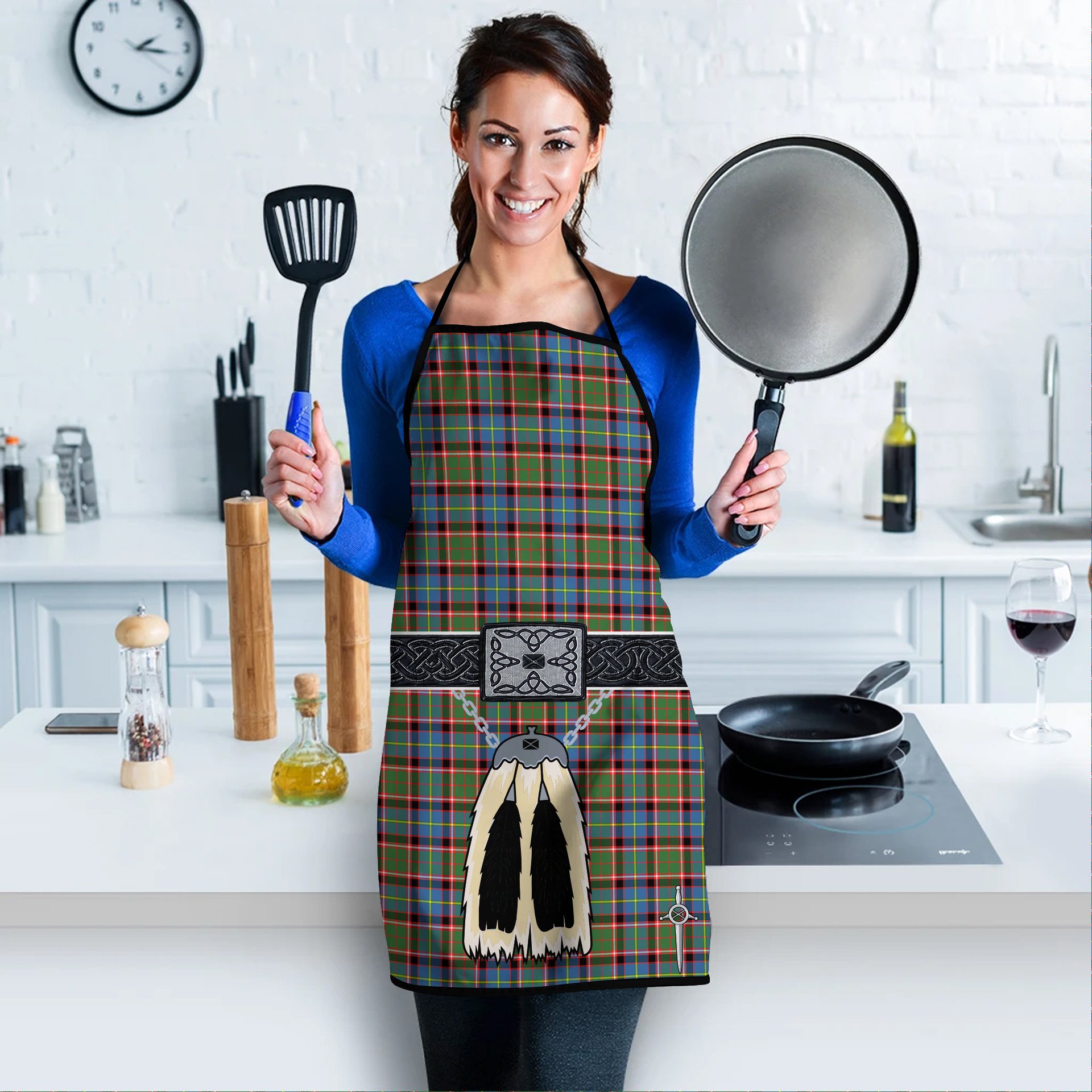 ScotsTee Shop Scottish Glass Clan Highland Kilt Sporran Tartan Apron