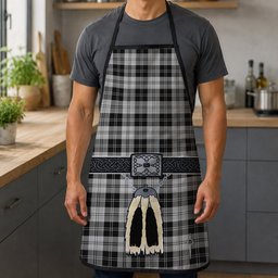 ScotsTee Shop Scottish Erskine Black and White Clan Highland Kilt Sporran Tartan Apron