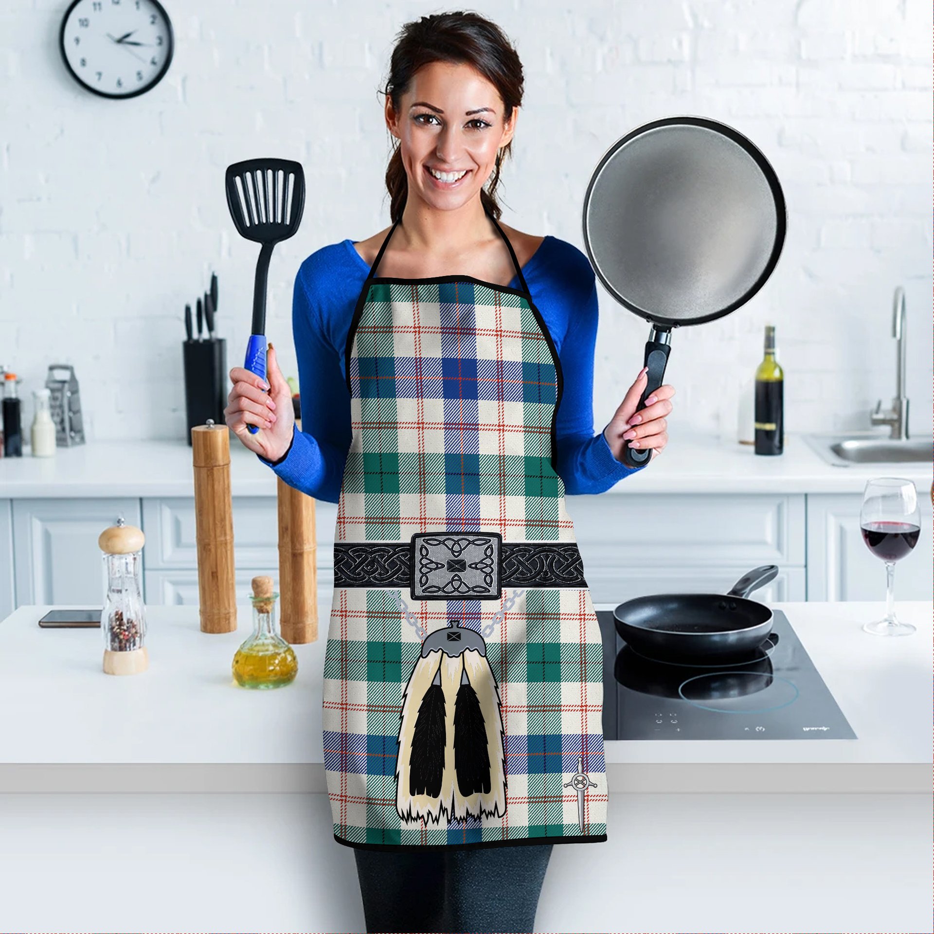ScotsTee Shop Scottish Guthrie Dress Modern Clan Highland Kilt Sporran Tartan Apron