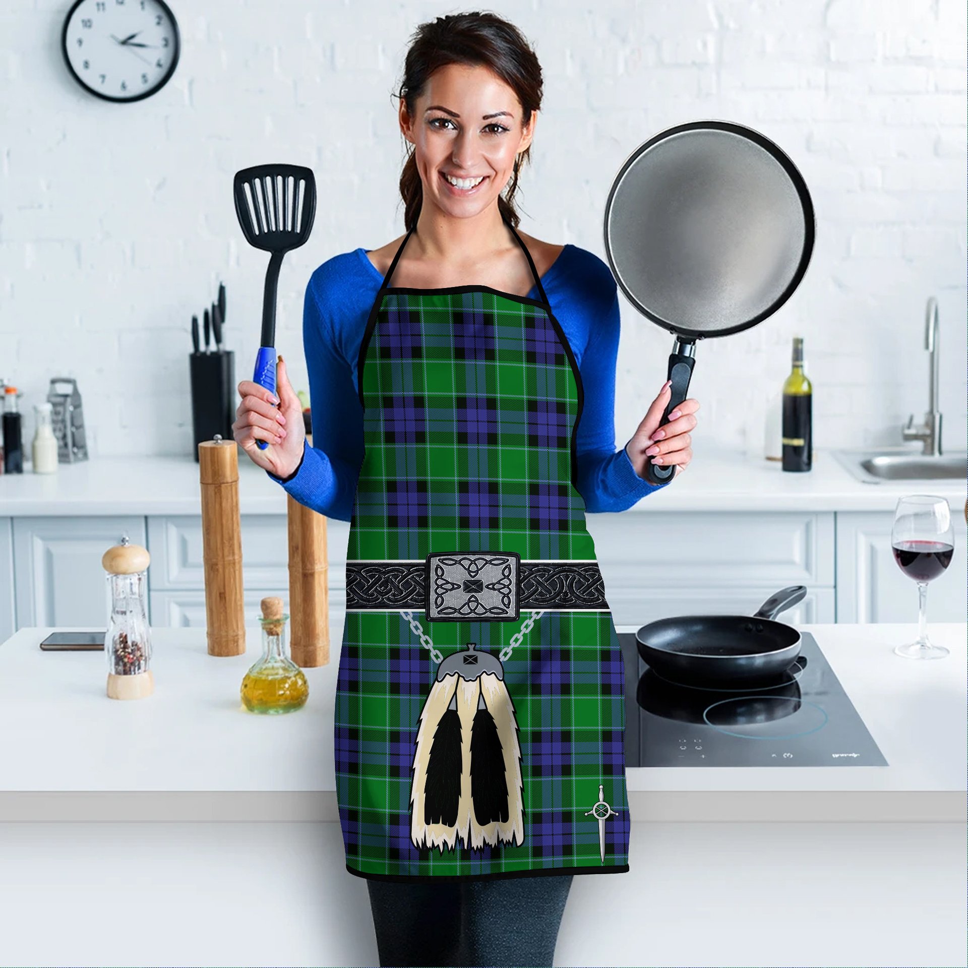 ScotsTee Shop Scottish Monteith Clan Highland Kilt Sporran Tartan Apron