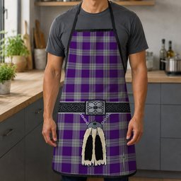 ScotsTee Shop Scottish Menzies Mauve and White Clan Highland Kilt Sporran Tartan Apron