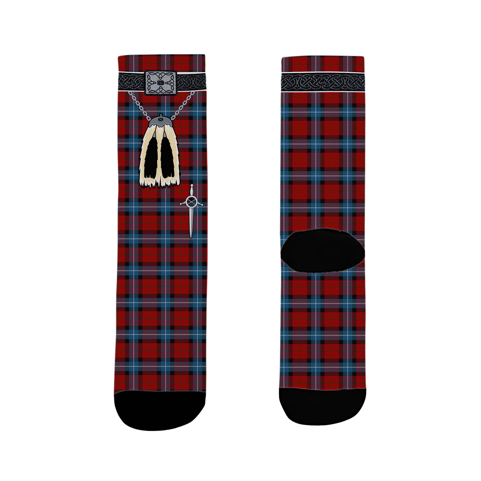 ScotsTee Shop Scottish Baillie of Polkemmet Red Clan Highland Kilt Sporran Tartan Socks
