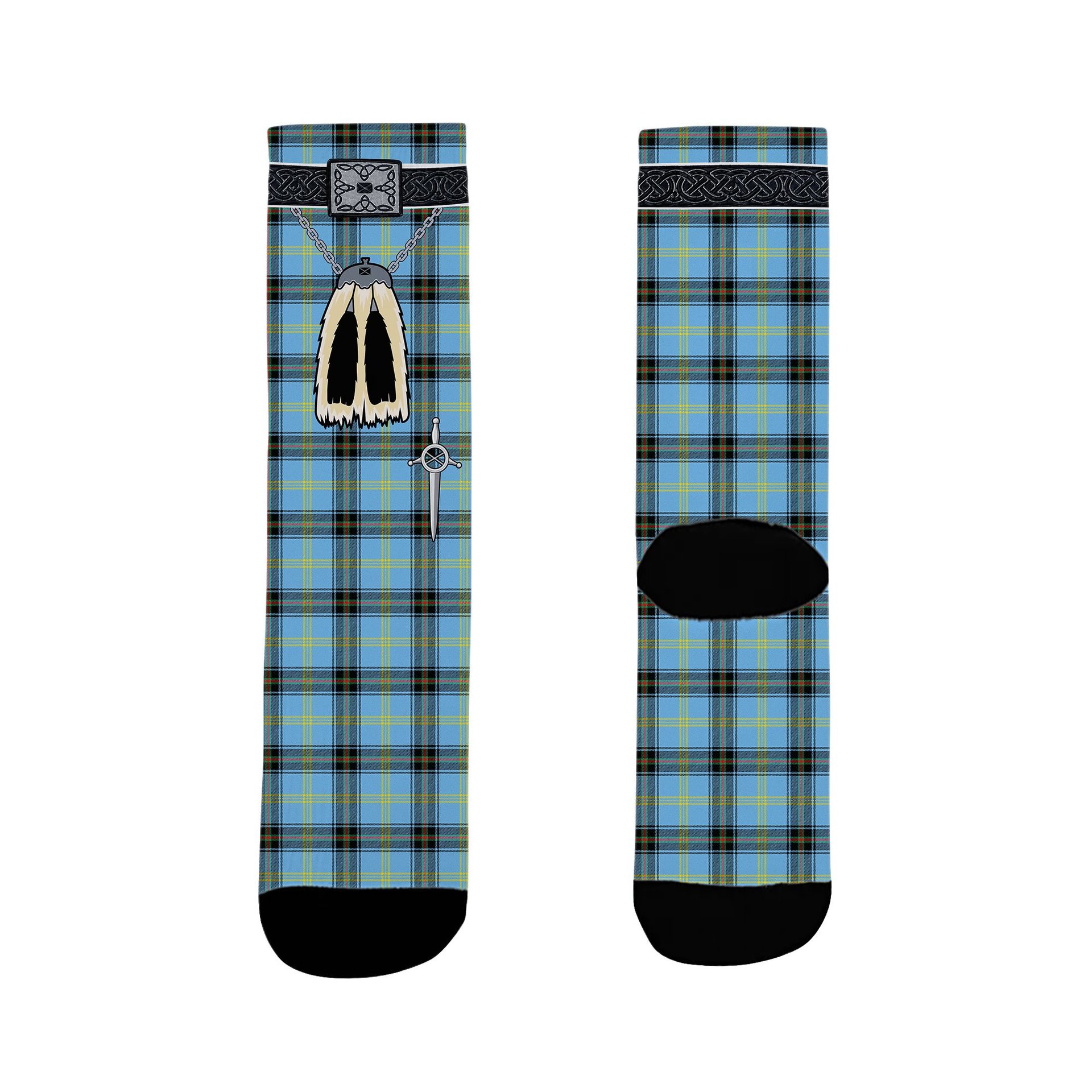 ScotsTee Shop Scottish Bell of the Borders Modern Clan Highland Kilt Sporran Tartan Socks