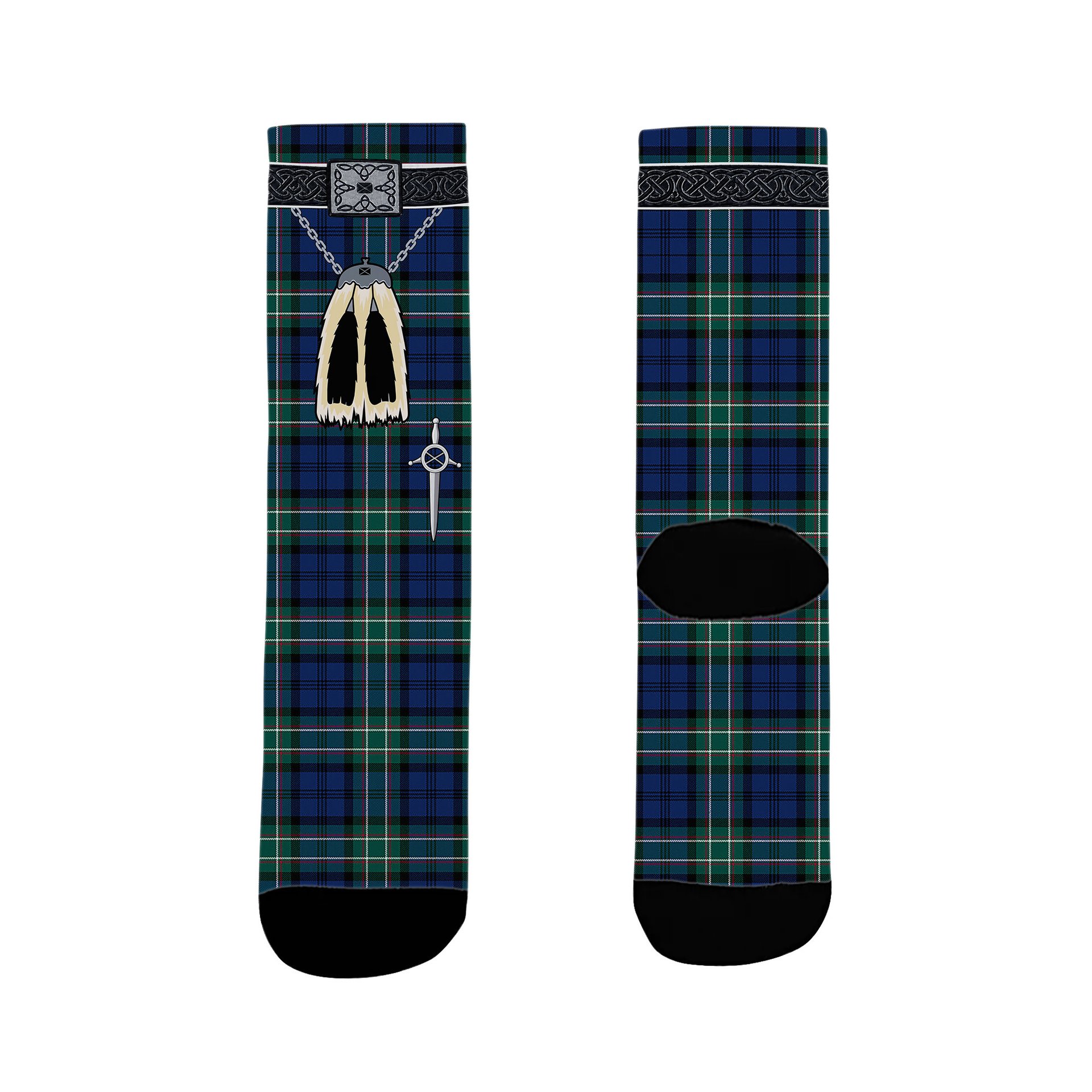 ScotsTee Shop Scottish Allan Clan Highland Kilt Sporran Tartan Socks