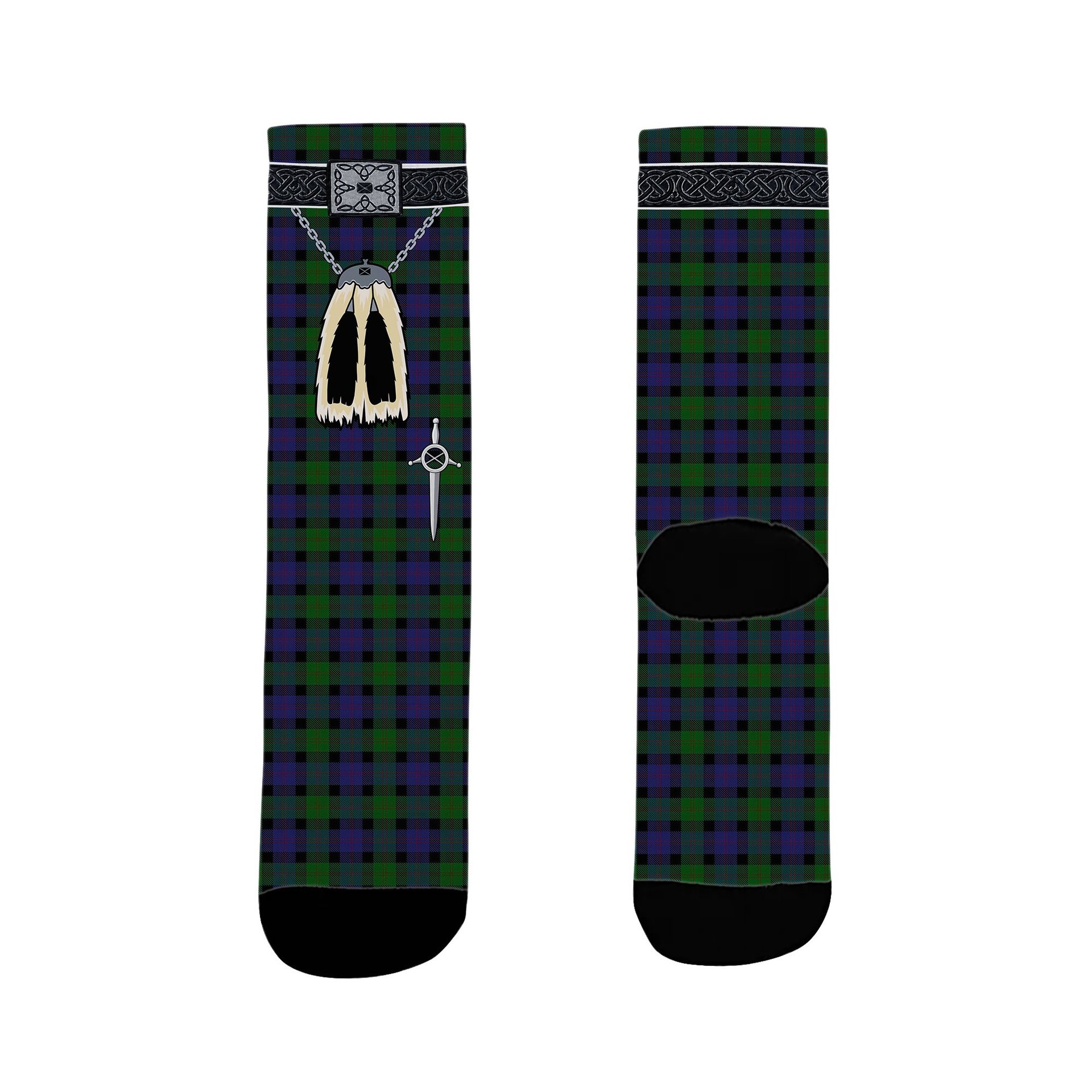 ScotsTee Shop Scottish Blair Clan Highland Kilt Sporran Tartan Socks