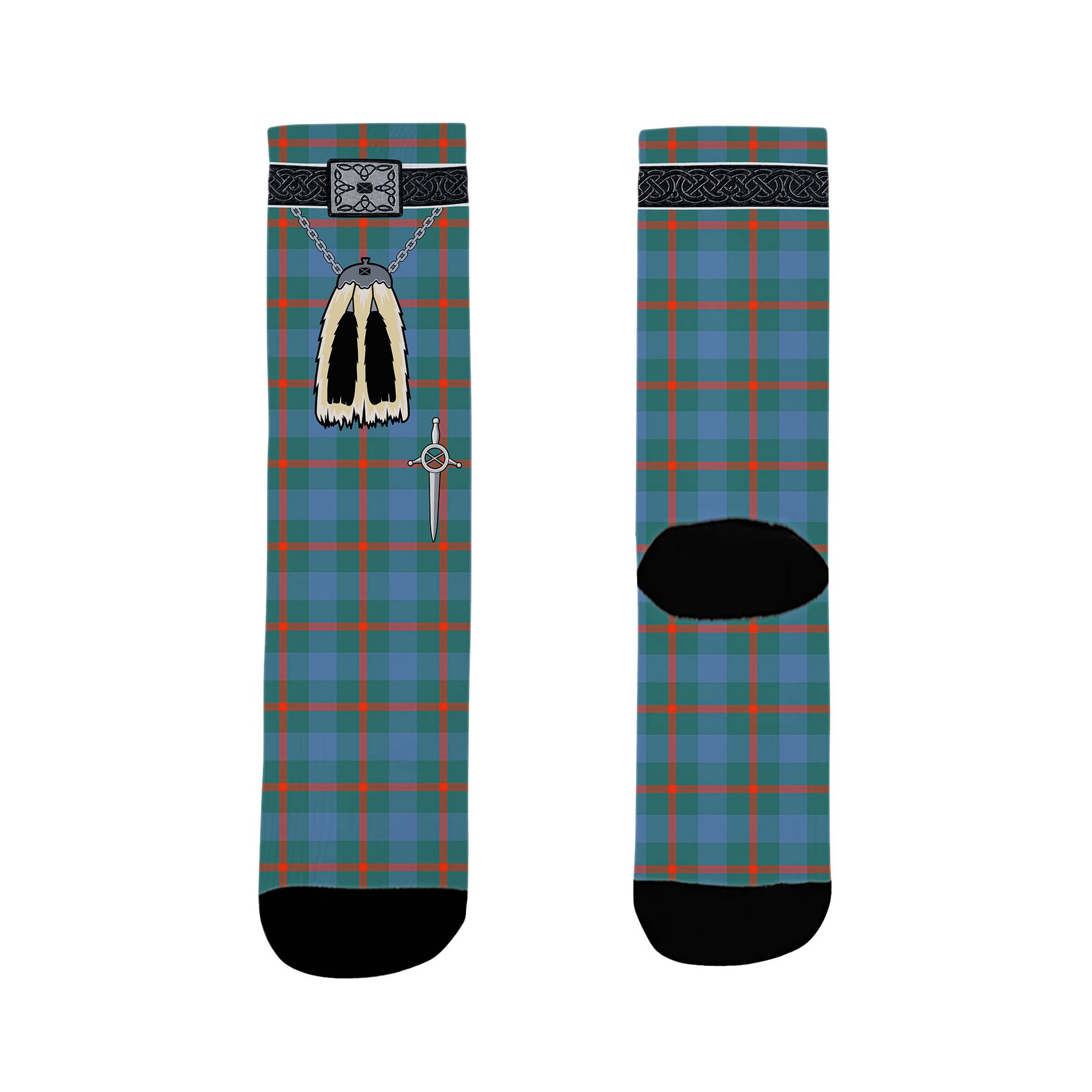 ScotsTee Shop Scottish Agnew Ancient Clan Highland Kilt Sporran Tartan Socks