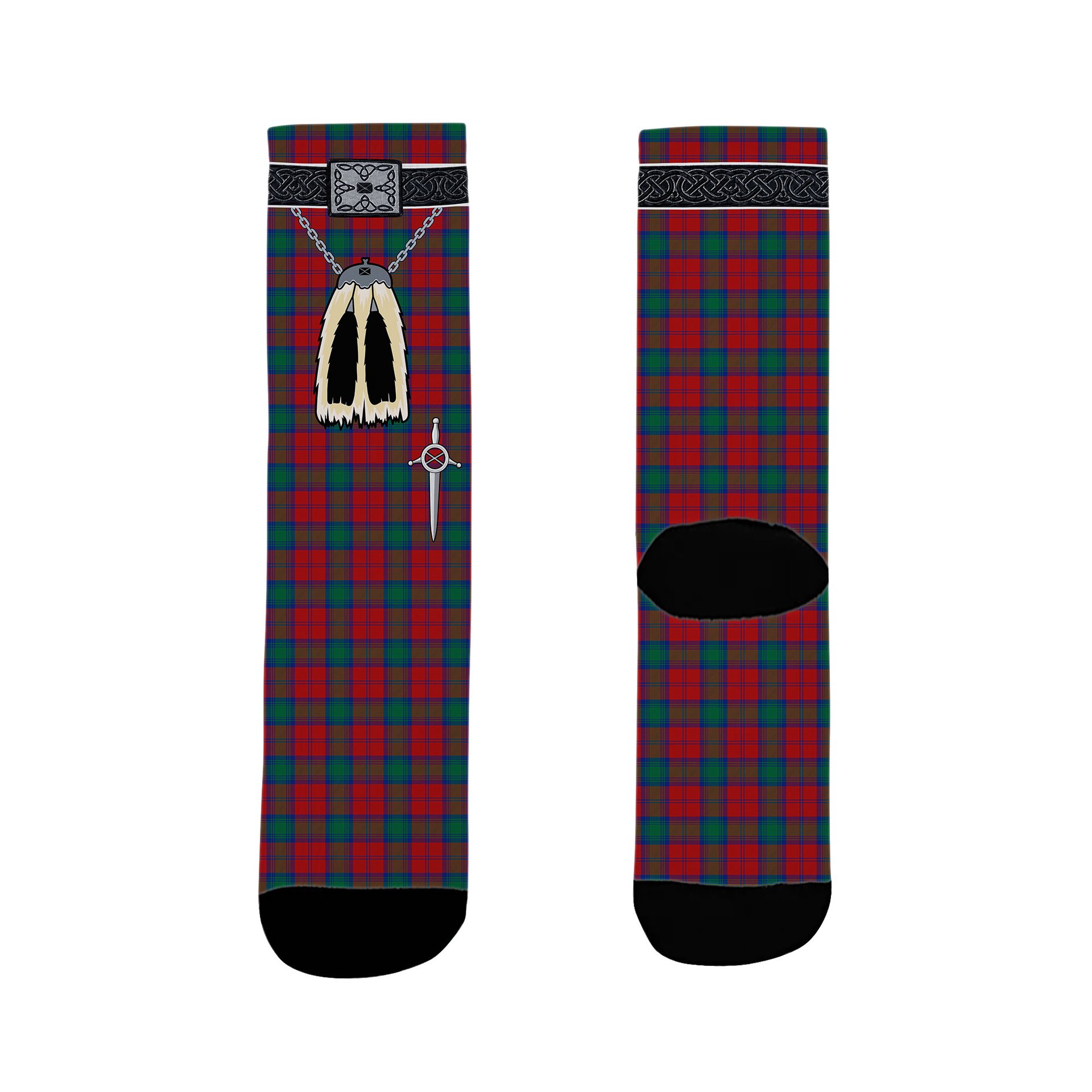 ScotsTee Shop Scottish Auchinleck Clan Highland Kilt Sporran Tartan Socks