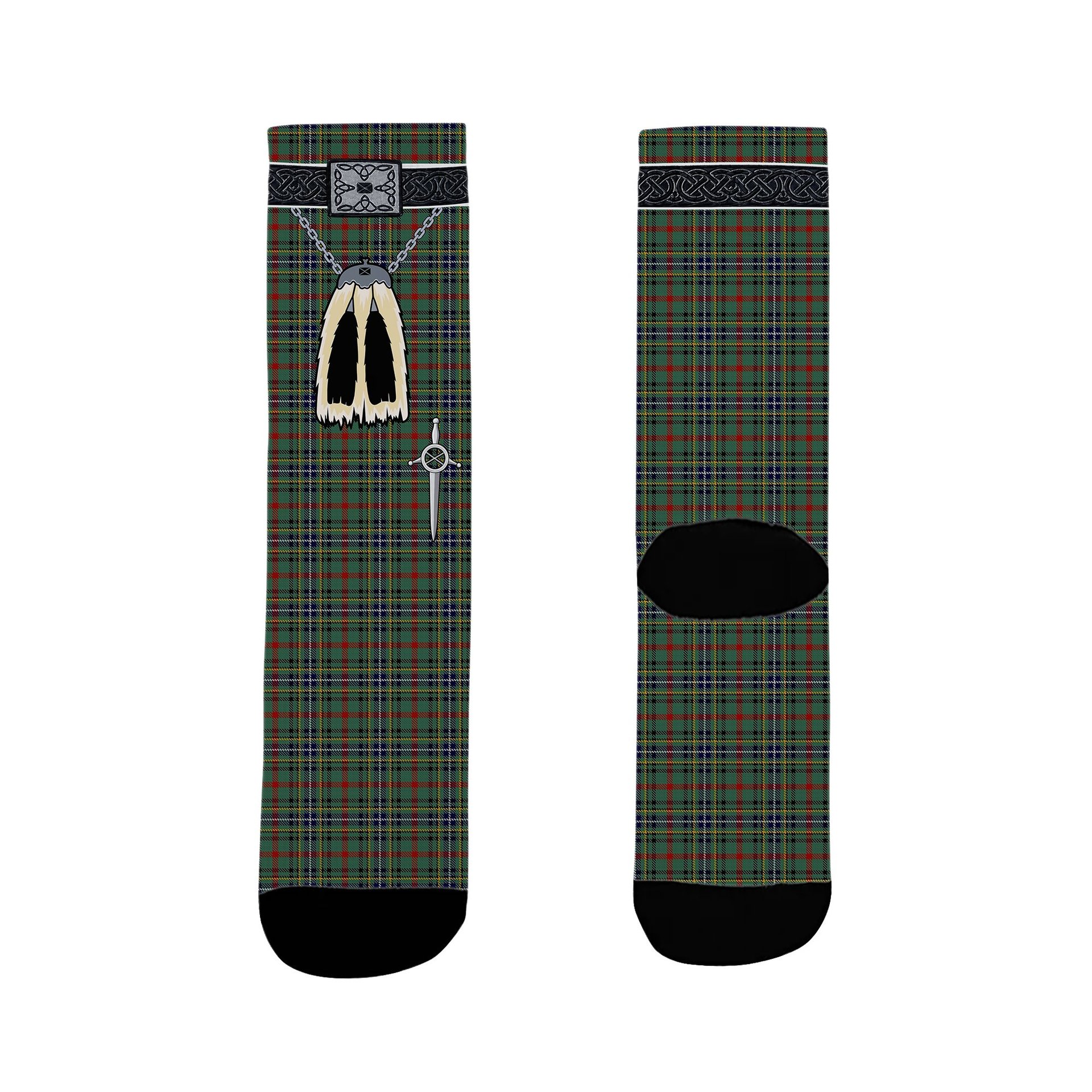 ScotsTee Shop Scottish Bisset Clan Highland Kilt Sporran Tartan Socks