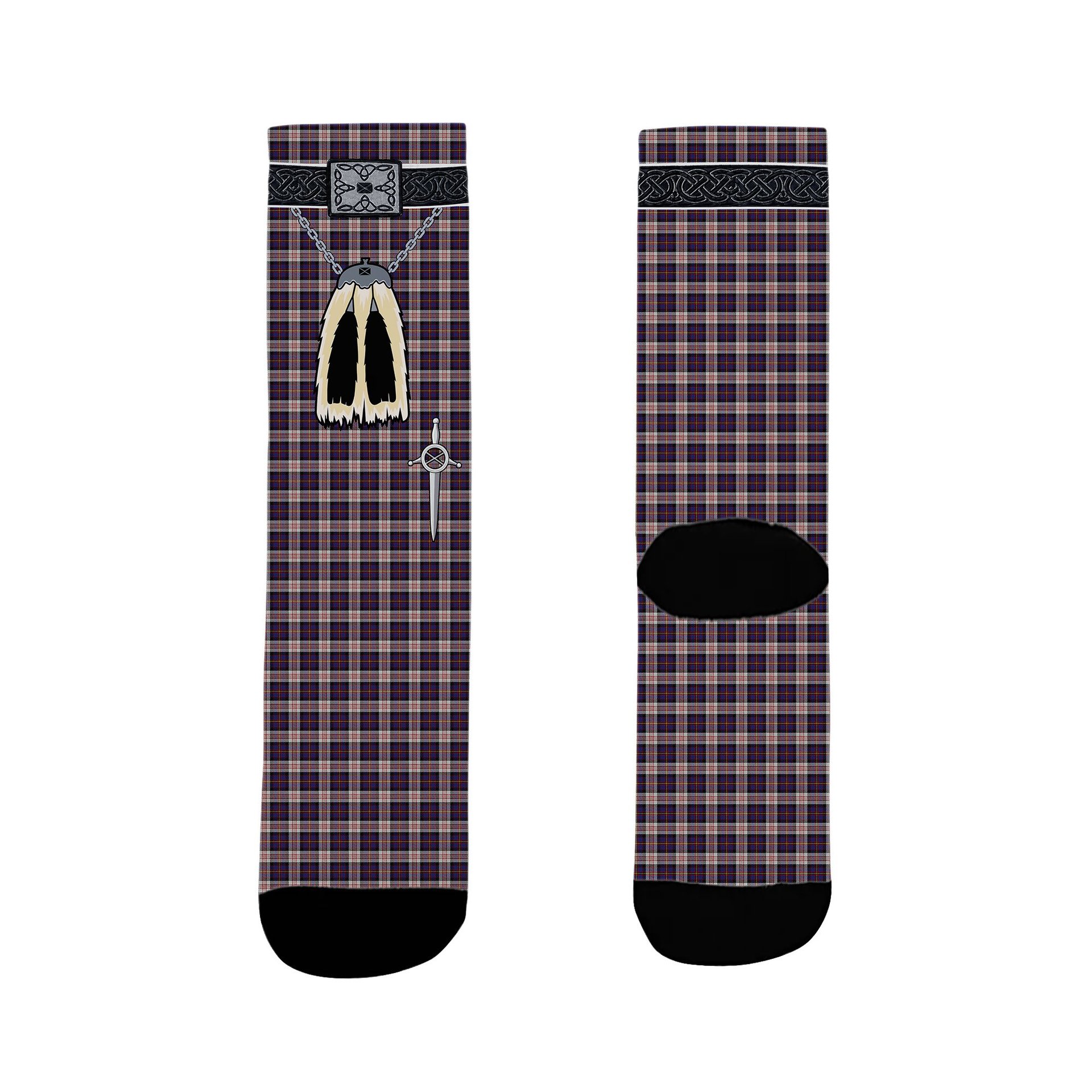 ScotsTee Shop Scottish Cameron of Erracht Dress Clan Highland Kilt Sporran Tartan Socks
