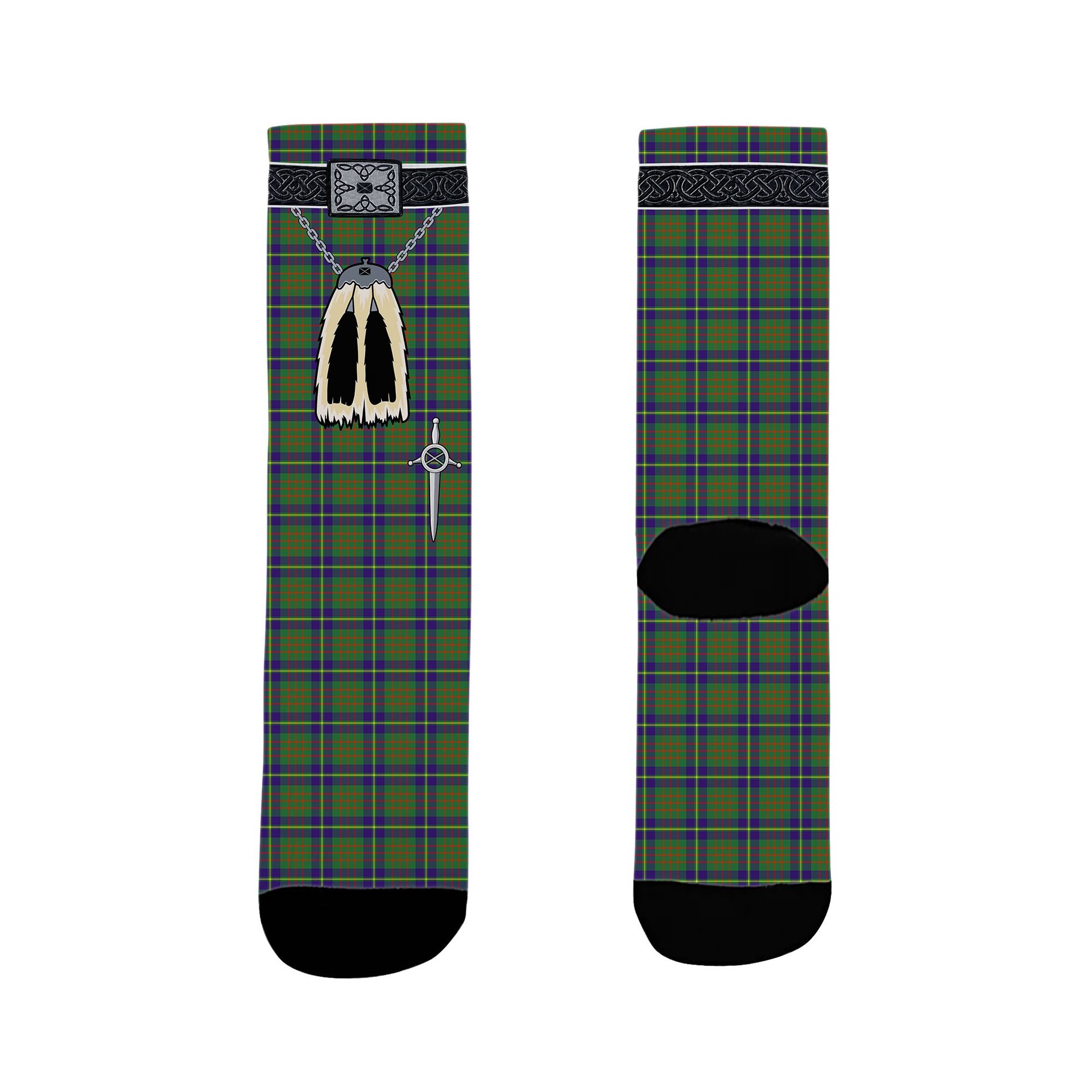 ScotsTee Shop Scottish Cameron of Lochiel Hunting Clan Highland Kilt Sporran Tartan Socks