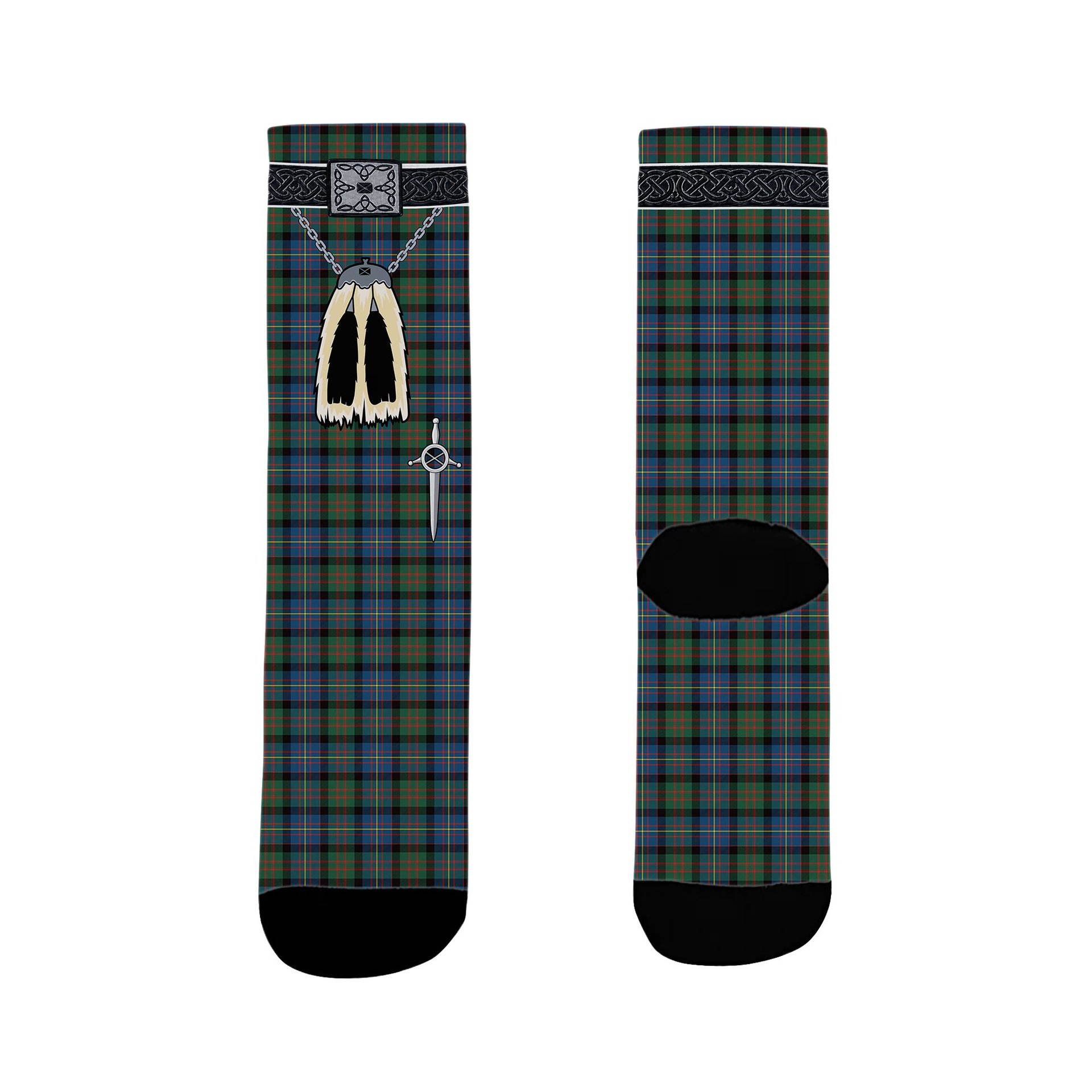 ScotsTee Shop Scottish Cameron of Erracht Ancient Clan Highland Kilt Sporran Tartan Socks