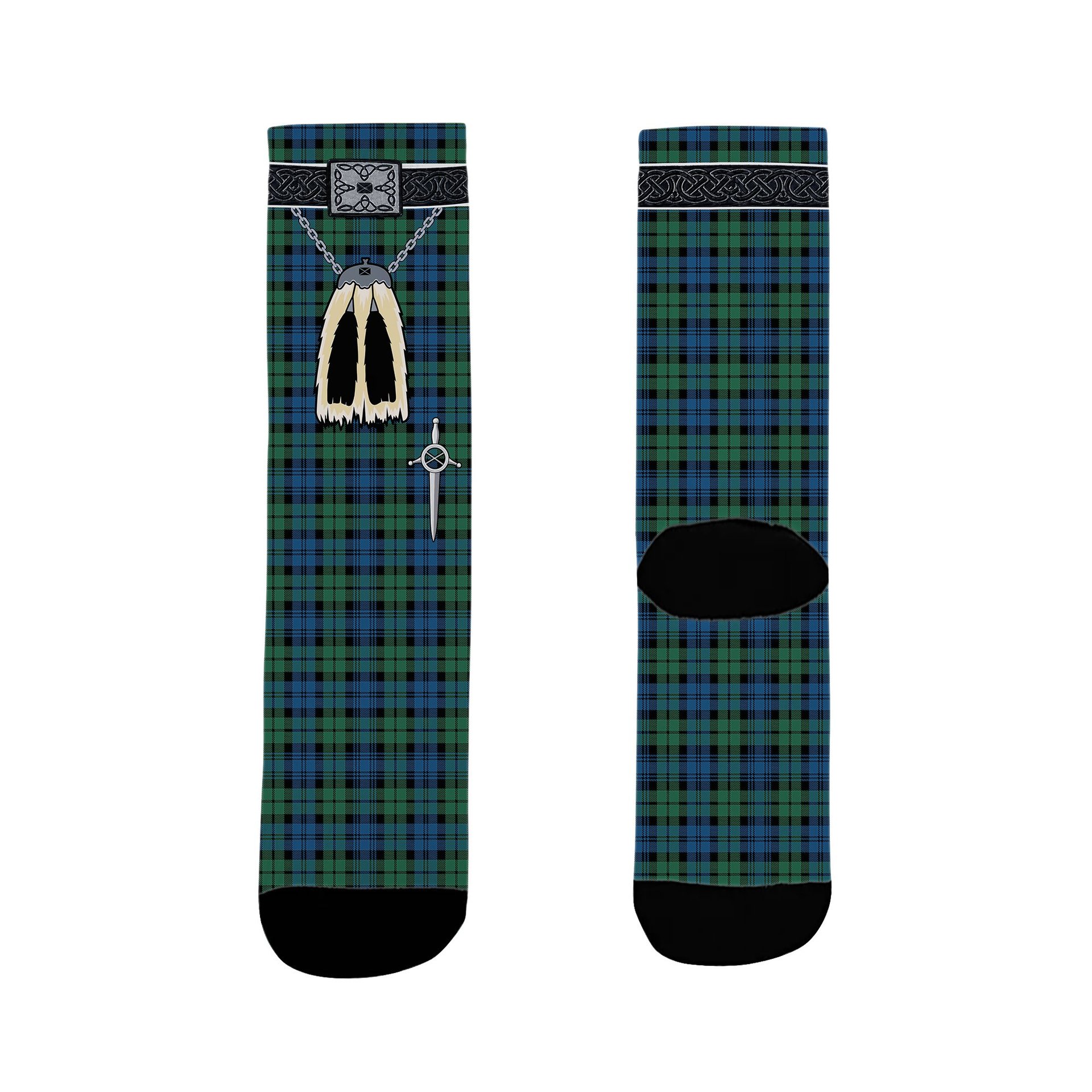 ScotsTee Shop Scottish Campbell Ancient 02 Clan Highland Kilt Sporran Tartan Socks