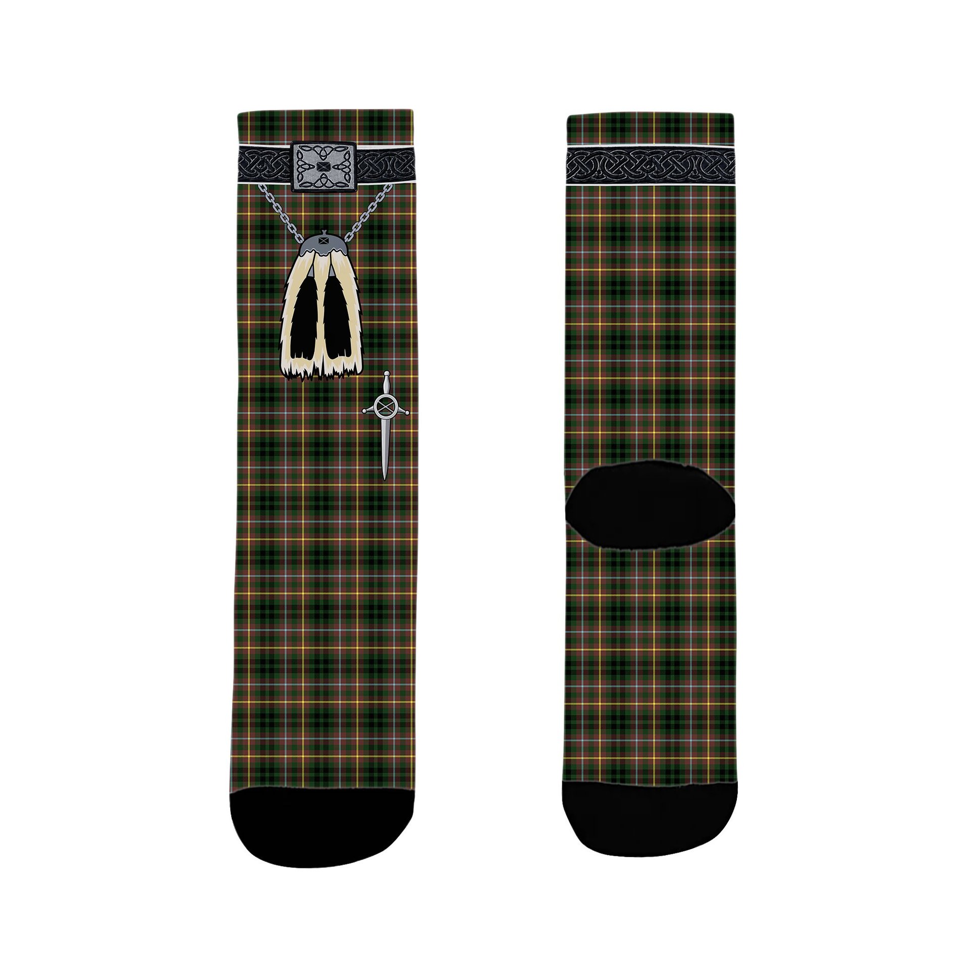 ScotsTee Shop Scottish Buchanan Hunting SC Clan Highland Kilt Sporran Tartan Socks
