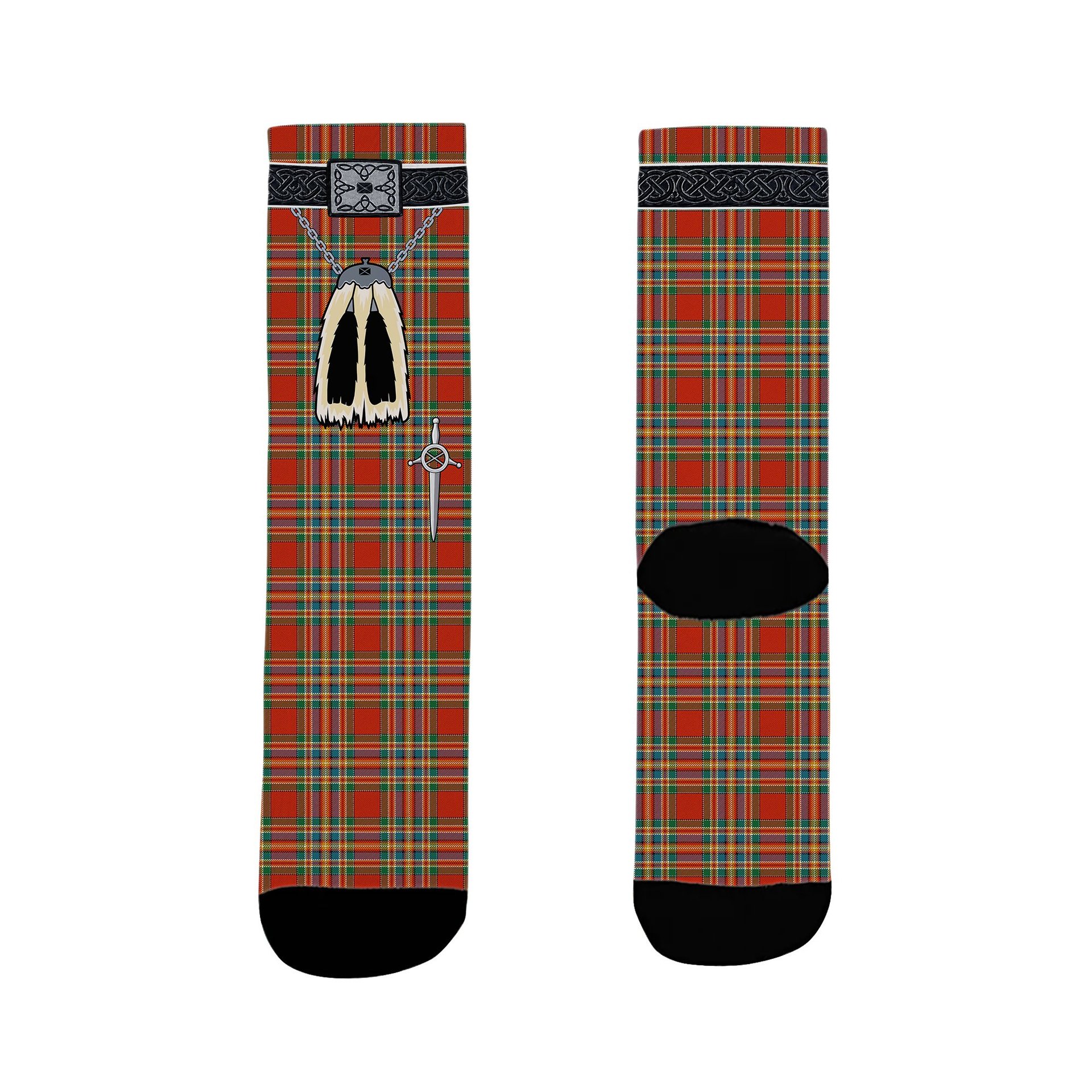 ScotsTee Shop Scottish Chattan Ancient Clan Highland Kilt Sporran Tartan Socks