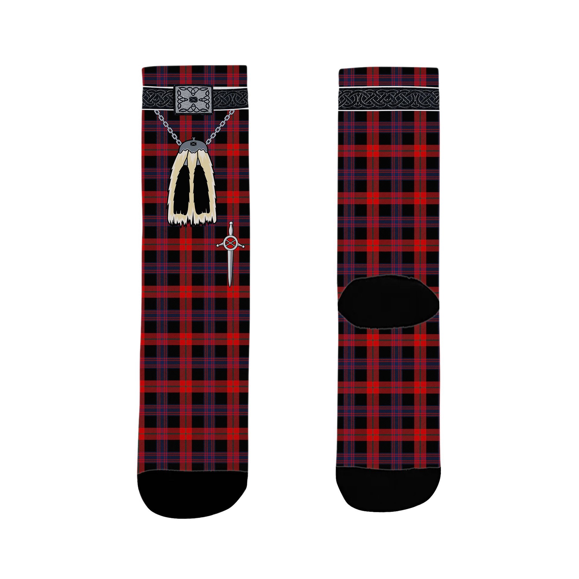 ScotsTee Shop Scottish Brown Modern Clan Highland Kilt Sporran Tartan Socks