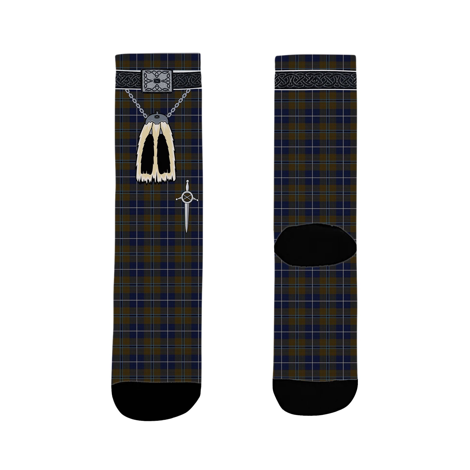 ScotsTee Shop Scottish Douglas Brown Clan Highland Kilt Sporran Tartan Socks