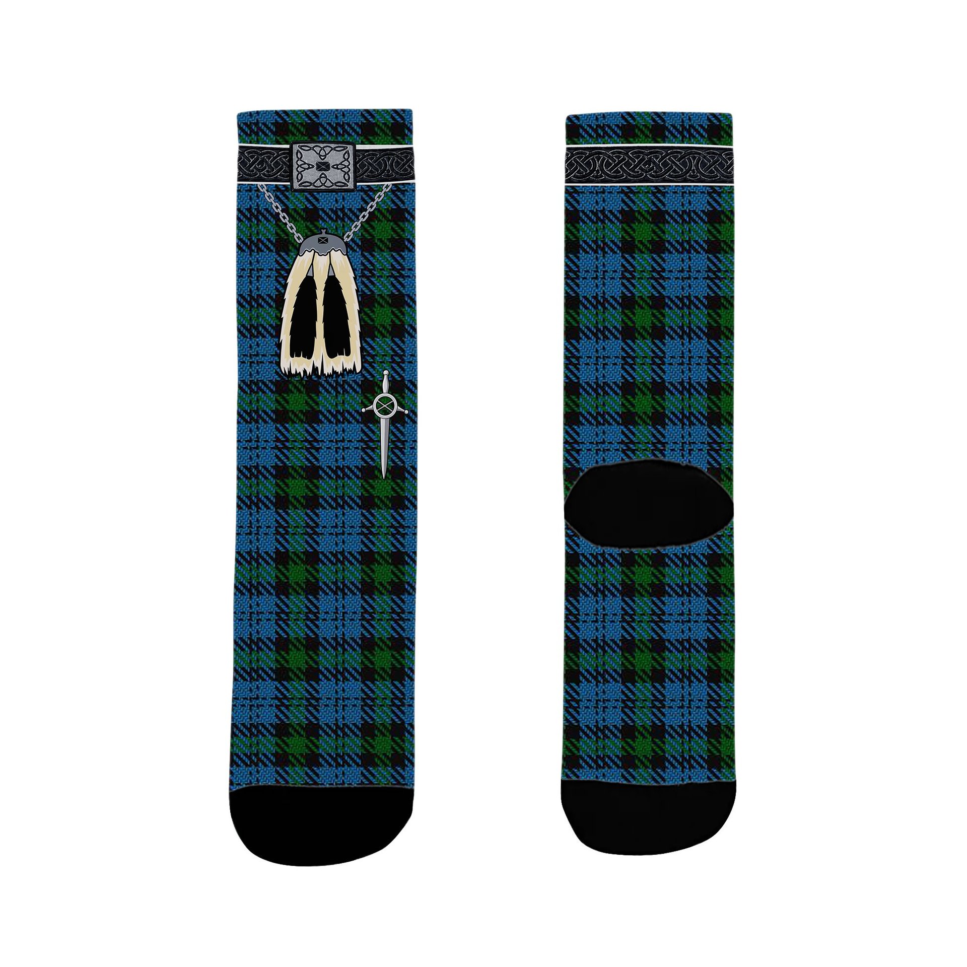 ScotsTee Shop Scottish Campbell of Glenlyon Clan Highland Kilt Sporran Tartan Socks
