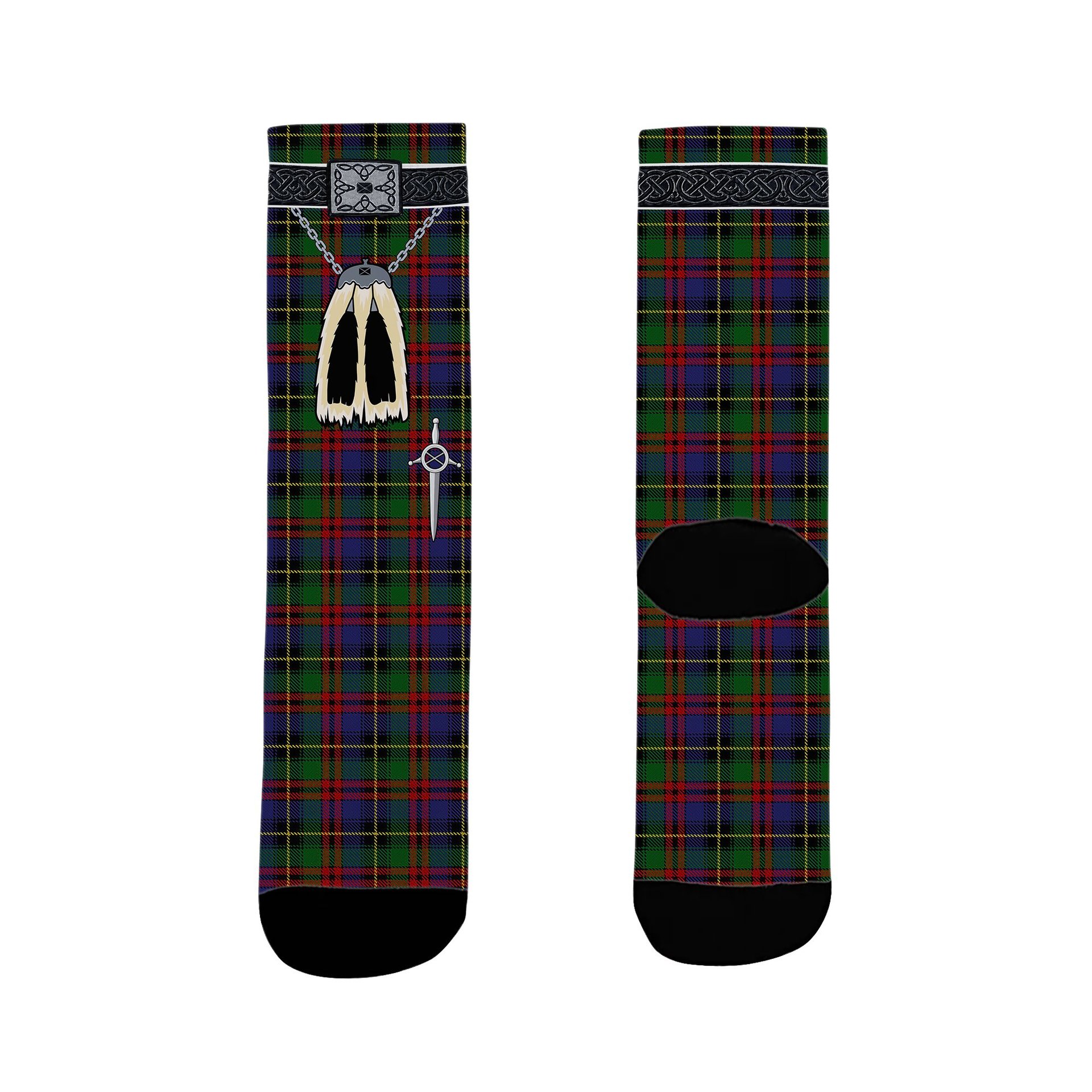 ScotsTee Shop Scottish Deas Clan Highland Kilt Sporran Tartan Socks