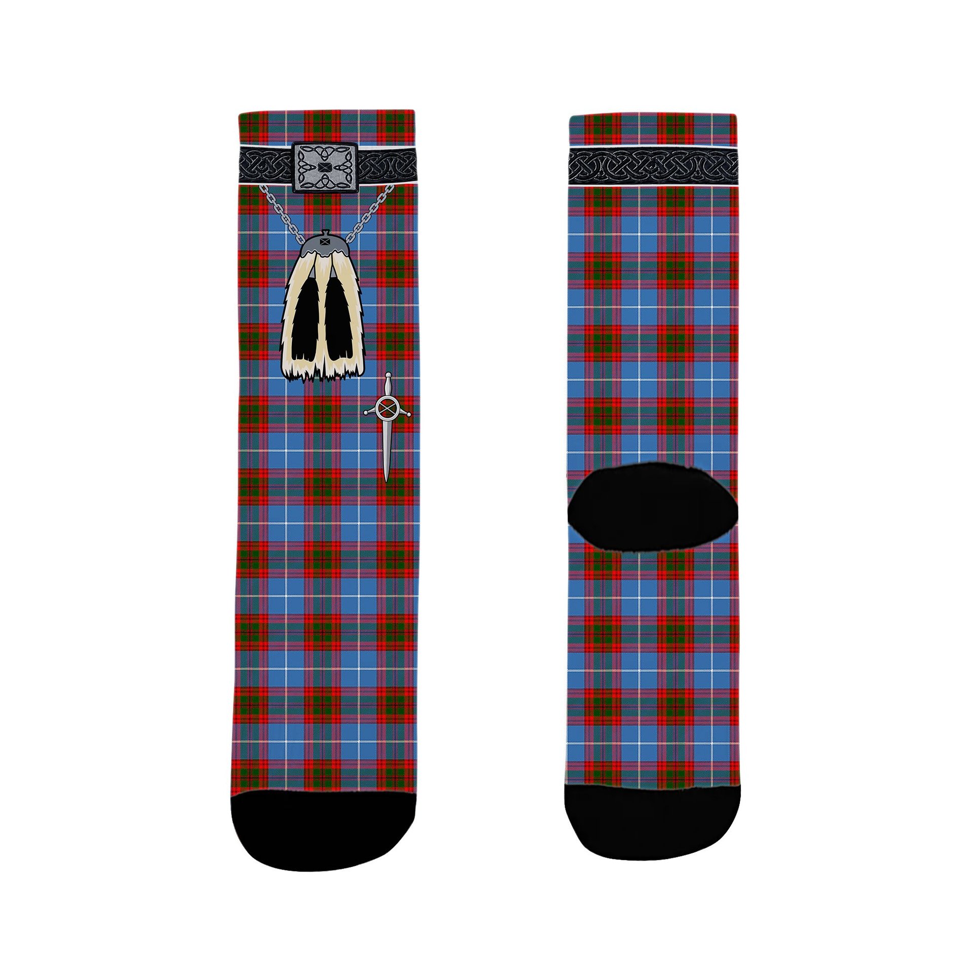 ScotsTee Shop Scottish Dalmahoy Clan Highland Kilt Sporran Tartan Socks