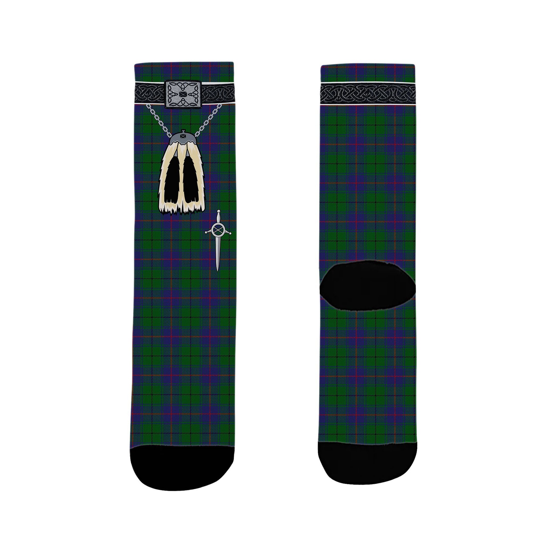 ScotsTee Shop Scottish Davidson Half Clan Highland Kilt Sporran Tartan Socks