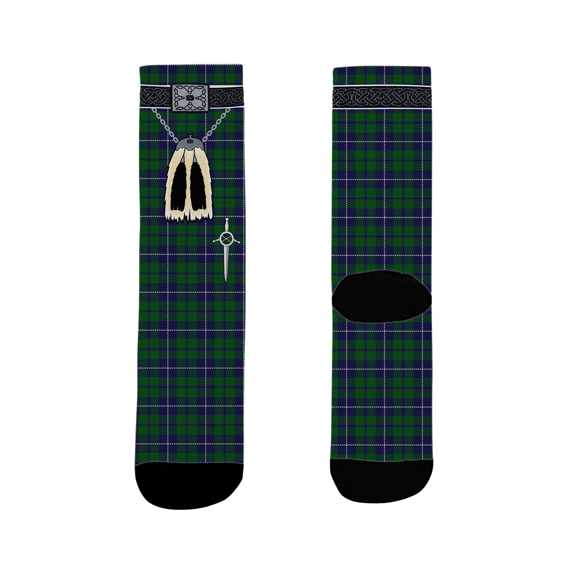 ScotsTee Shop Scottish Douglas Green Wilsons Clan Highland Kilt Sporran Tartan Socks