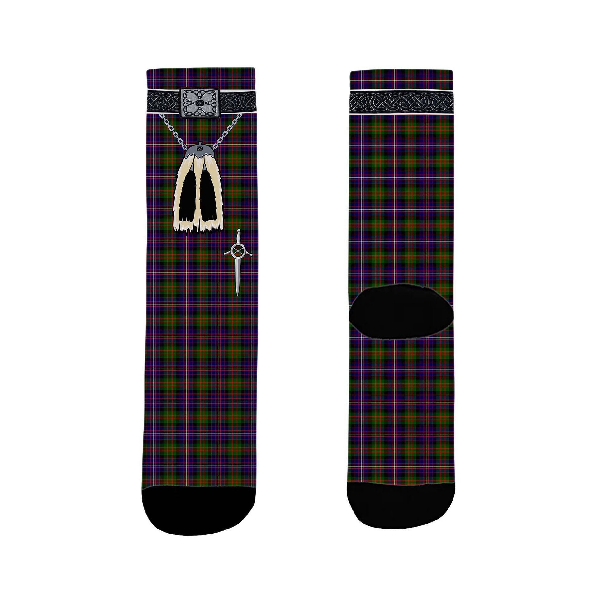 ScotsTee Shop Scottish Chalmers Clan Highland Kilt Sporran Tartan Socks