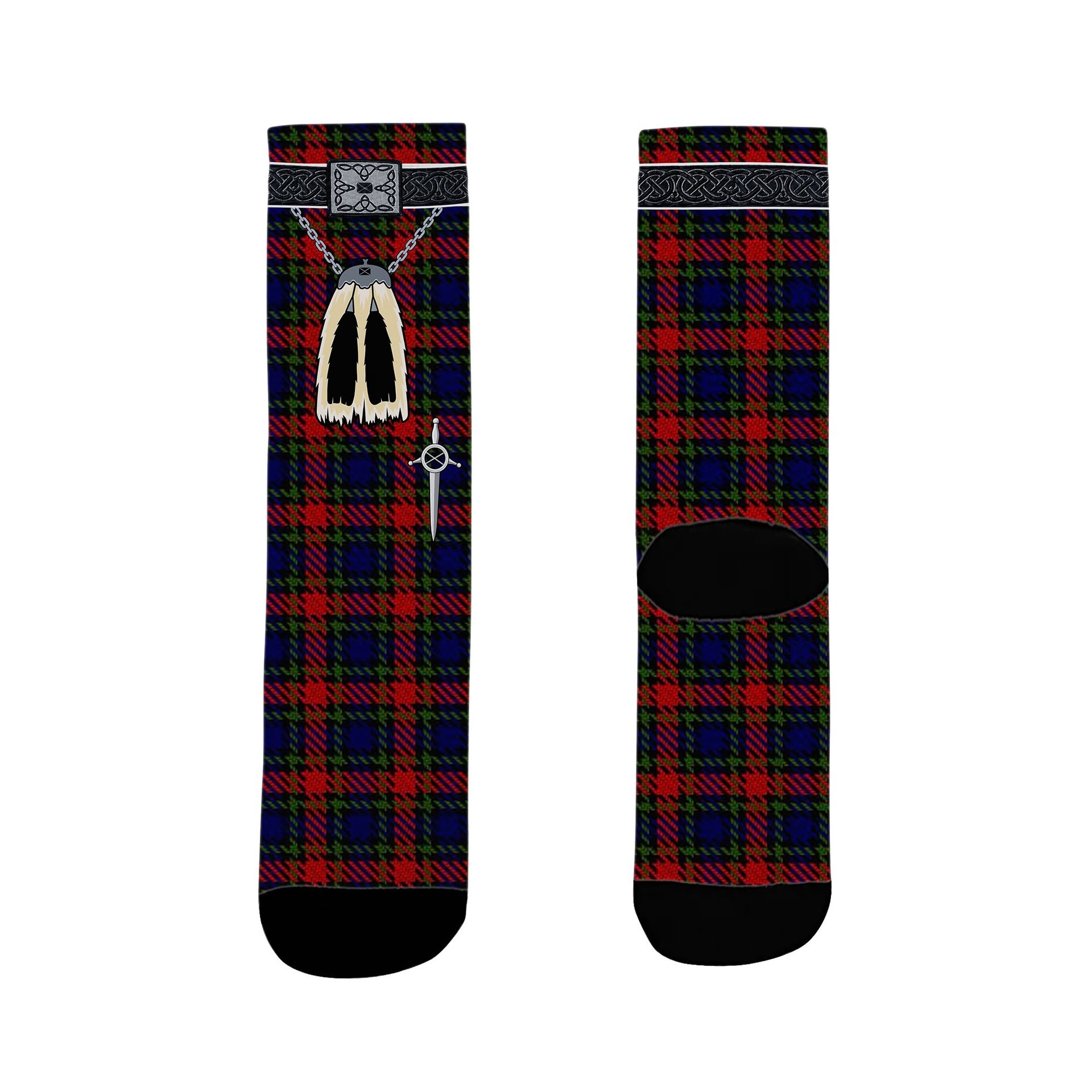 ScotsTee Shop Scottish Clarke Red Clan Highland Kilt Sporran Tartan Socks