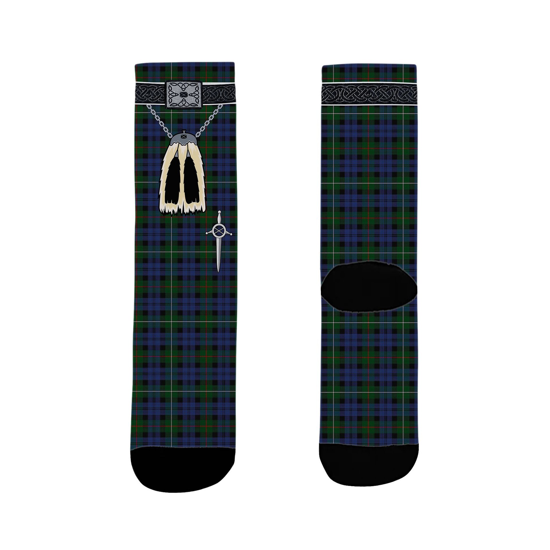 ScotsTee Shop Scottish Campbell Red Clan Highland Kilt Sporran Tartan Socks