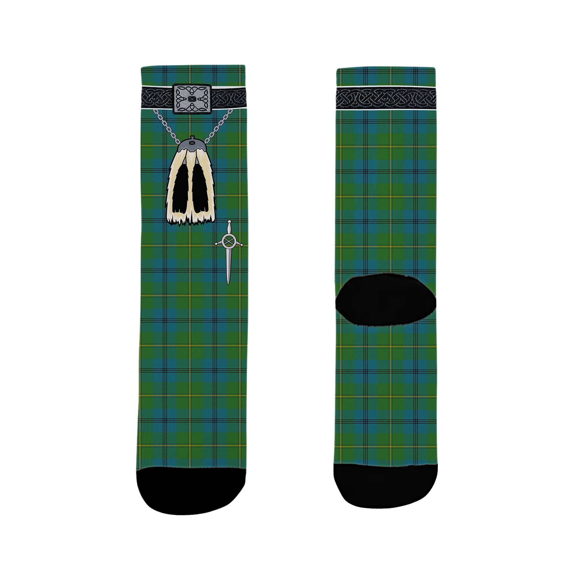 ScotsTee Shop Scottish Johnstone Ancient Clan Highland Kilt Sporran Tartan Socks