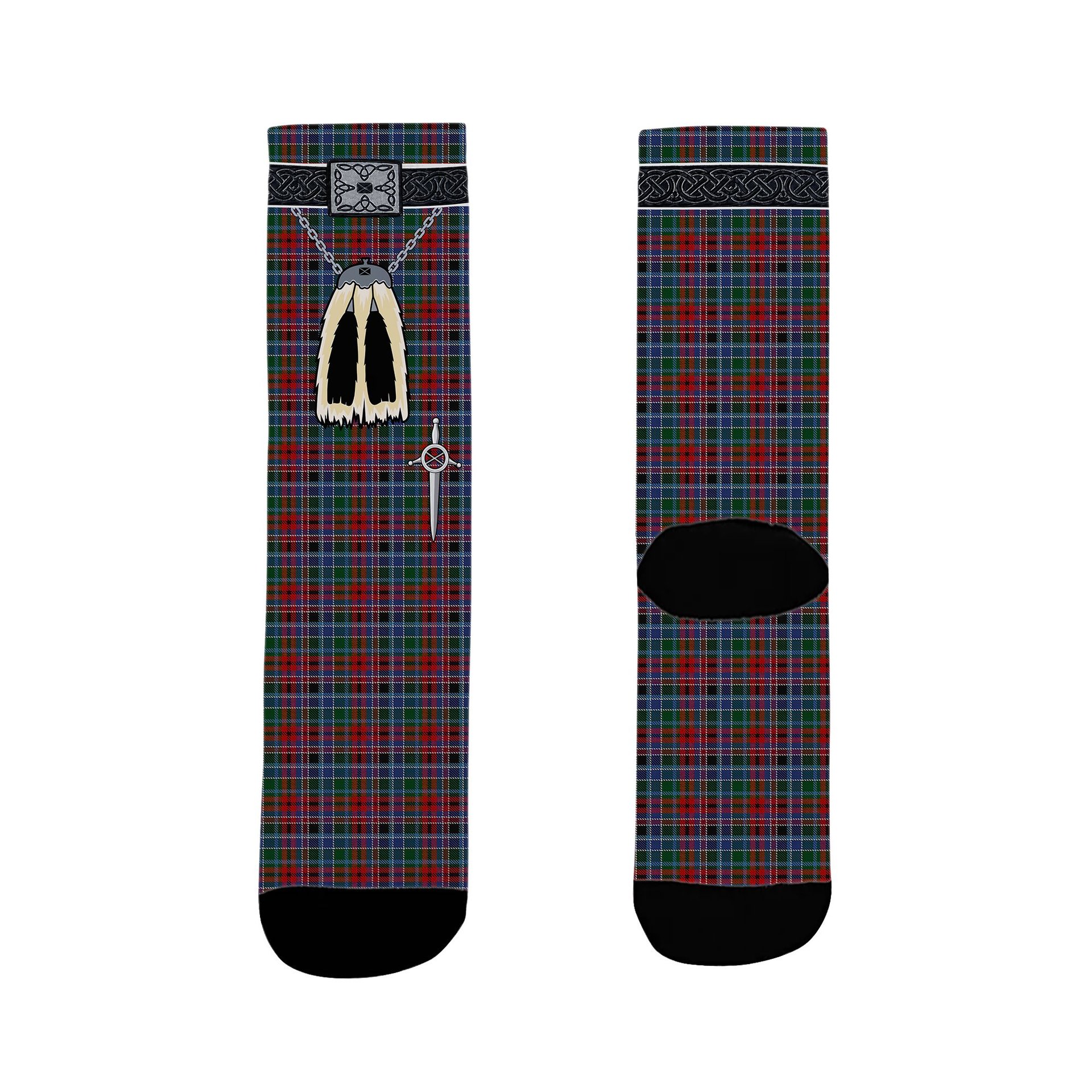 ScotsTee Shop Scottish Gordon Red Clan Highland Kilt Sporran Tartan Socks