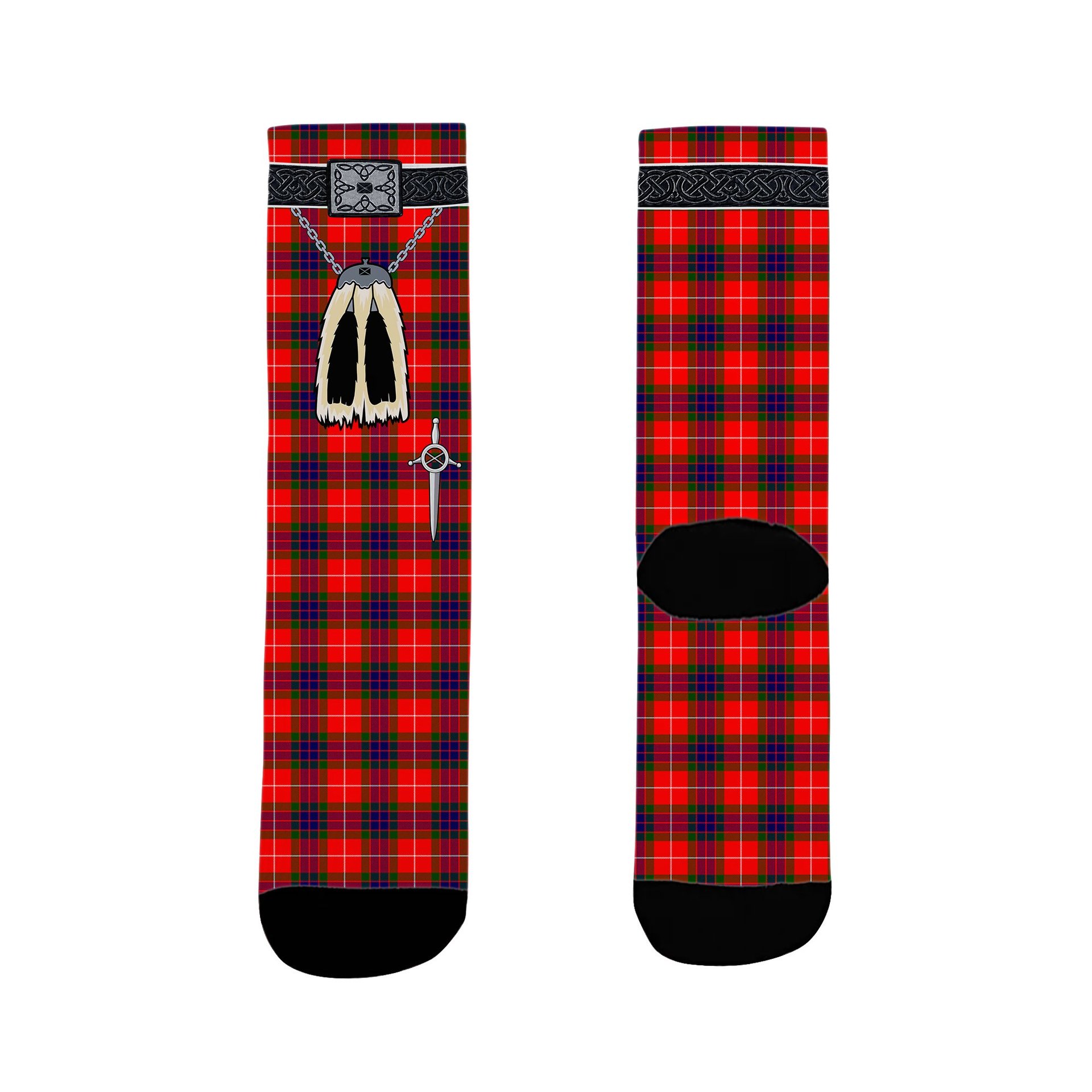 ScotsTee Shop Scottish Fraser Modern SC Clan Highland Kilt Sporran Tartan Socks