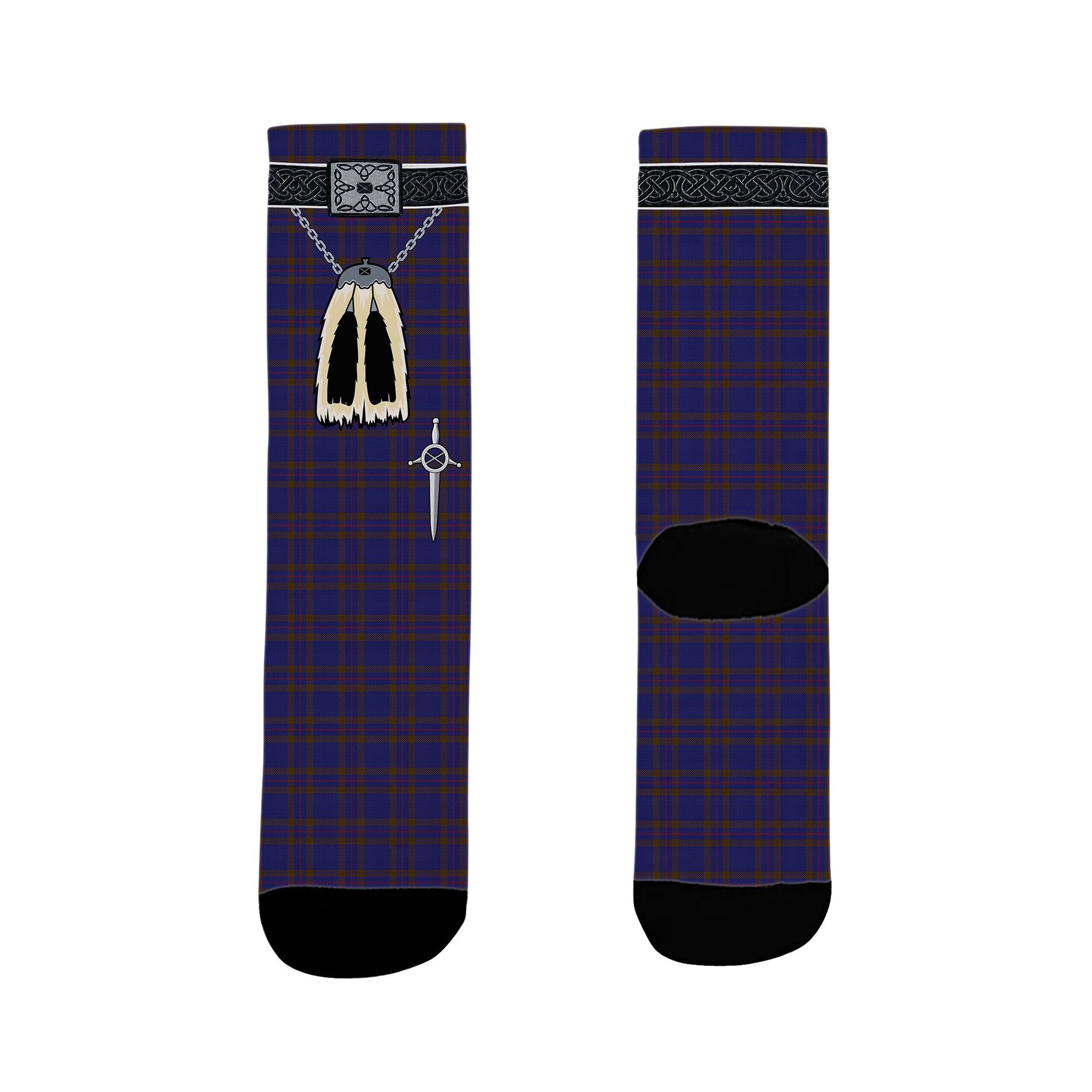 ScotsTee Shop Scottish Elliot Clan Highland Kilt Sporran Tartan Socks