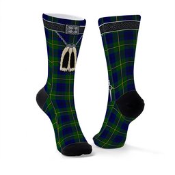 ScotsTee Shop Scottish Johnston Modern Clan Highland Kilt Sporran Tartan Socks