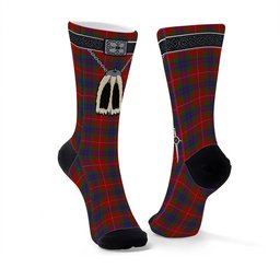 ScotsTee Shop Scottish Fraser 1842 Clan Highland Kilt Sporran Tartan Socks