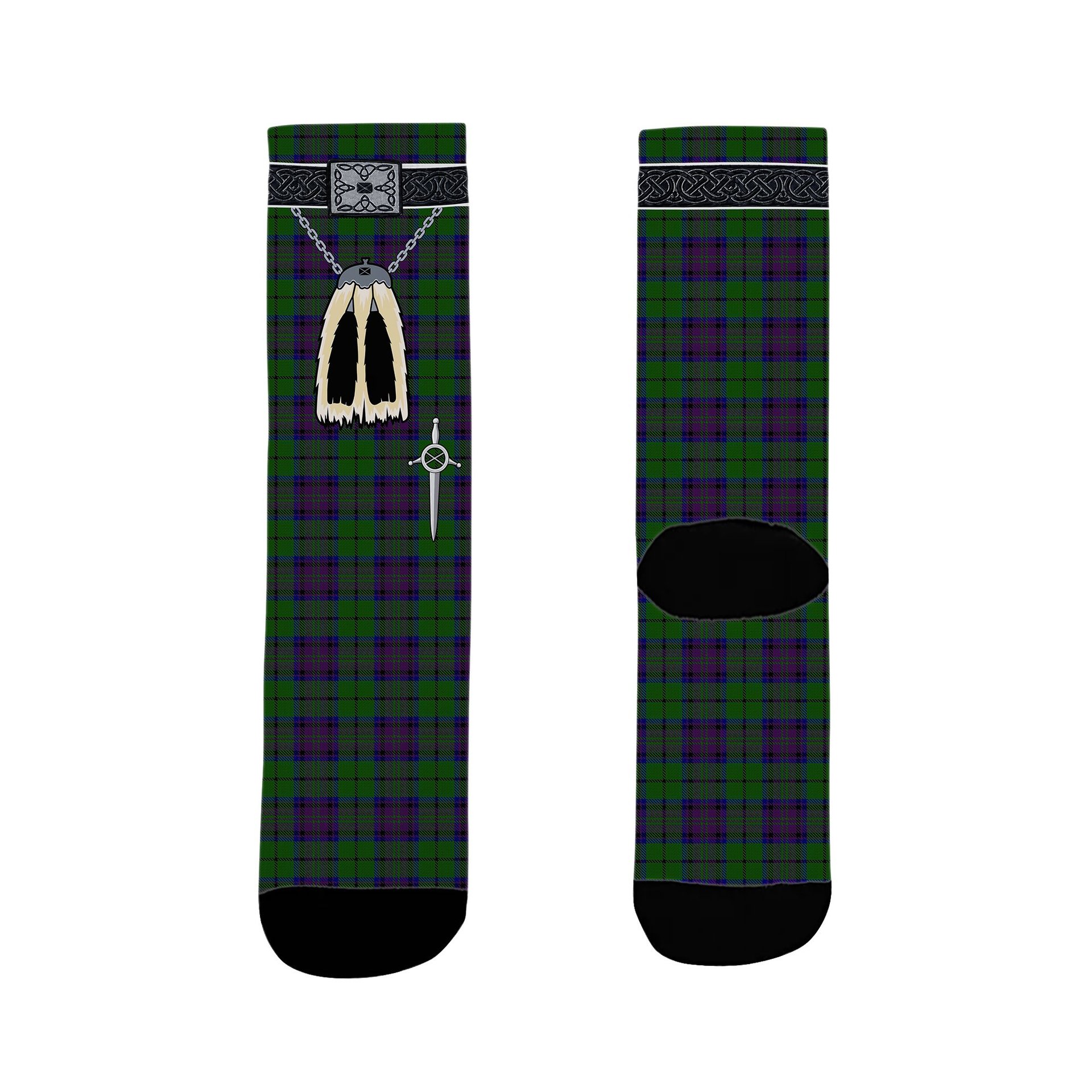 ScotsTee Shop Scottish Gary or Garry Clan Highland Kilt Sporran Tartan Socks