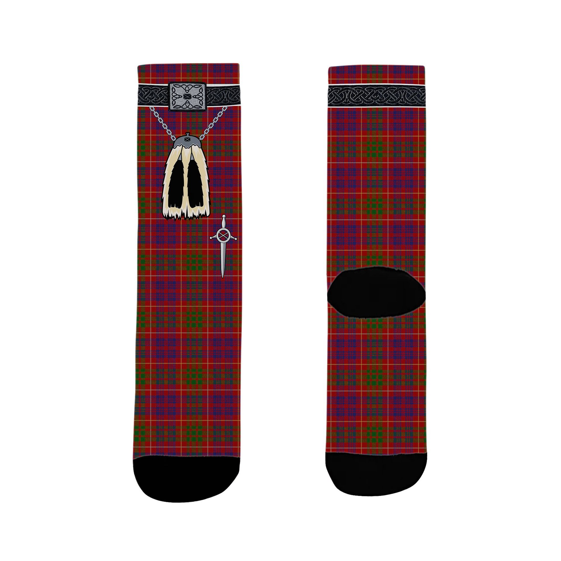 ScotsTee Shop Scottish Fox Red Clan Highland Kilt Sporran Tartan Socks