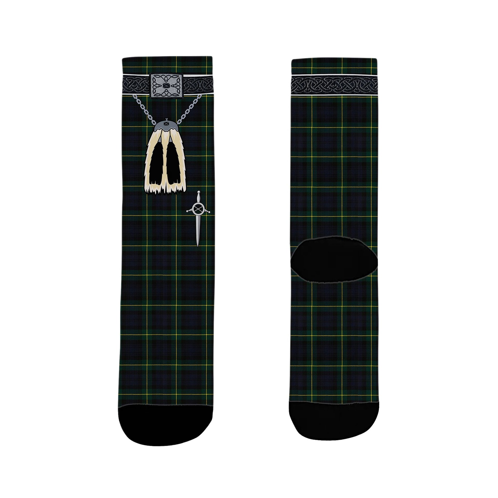 ScotsTee Shop Scottish Gordon Old Clan Highland Kilt Sporran Tartan Socks