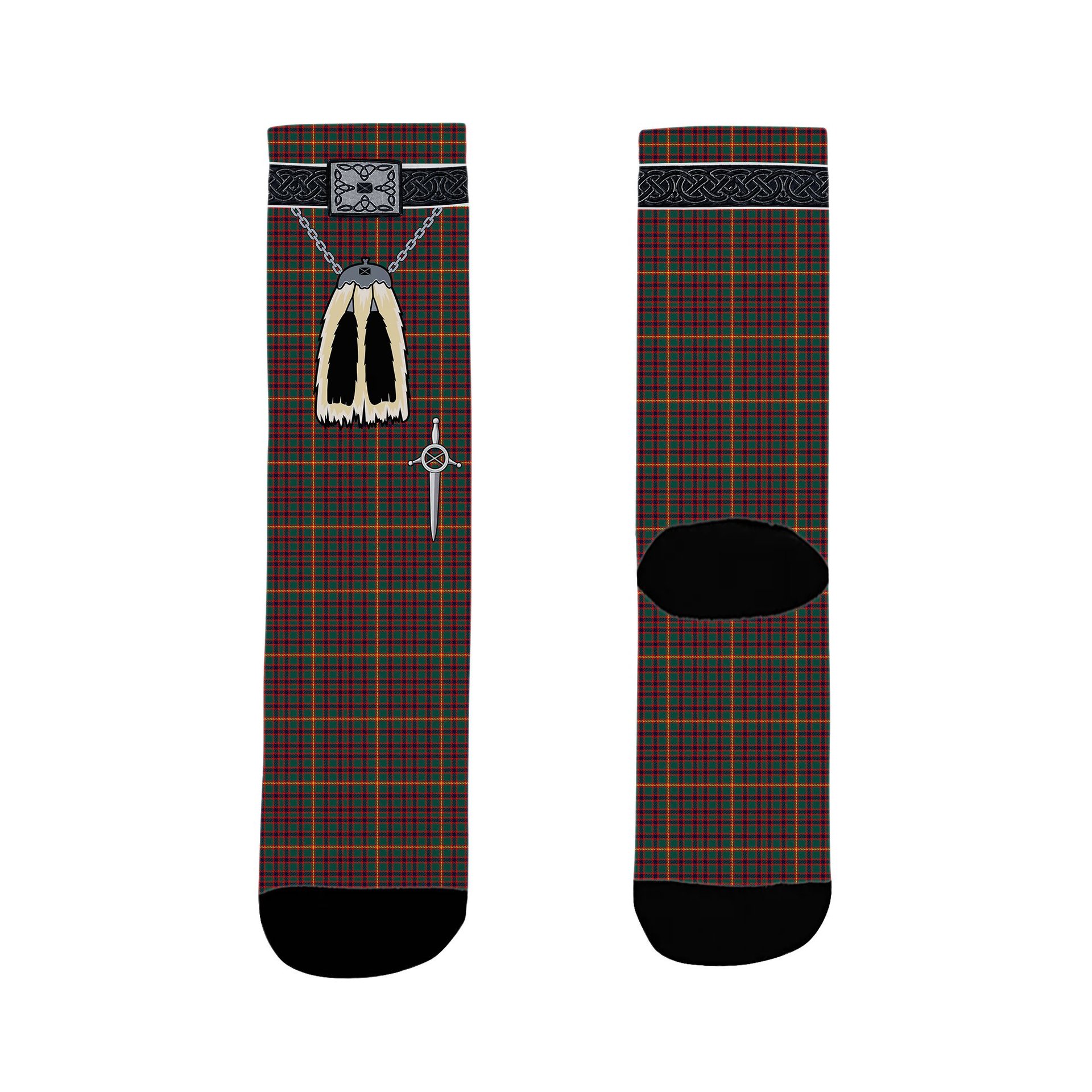 ScotsTee Shop Scottish Hall Modern Clan Highland Kilt Sporran Tartan Socks