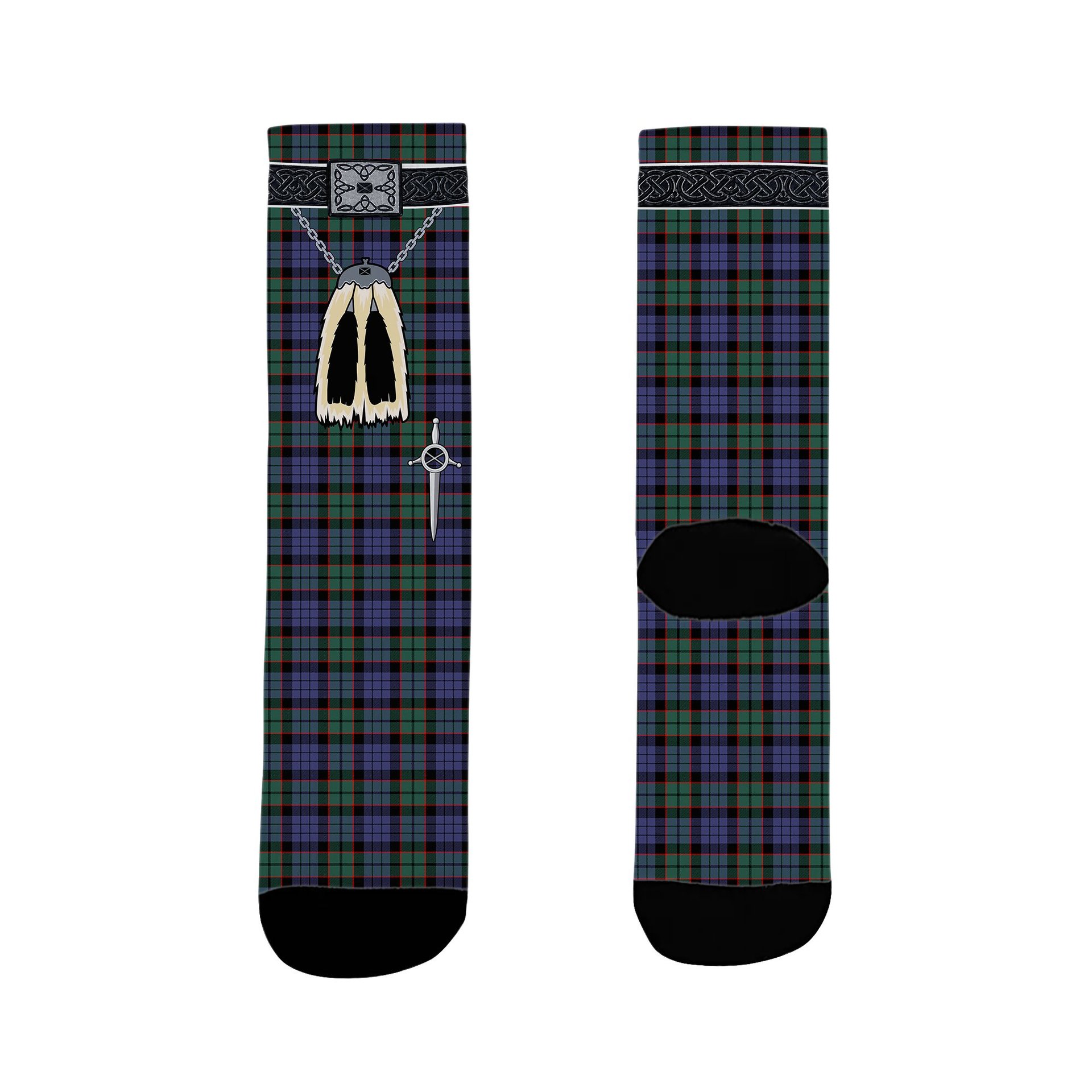 ScotsTee Shop Scottish Fletcher Modern Clan Highland Kilt Sporran Tartan Socks