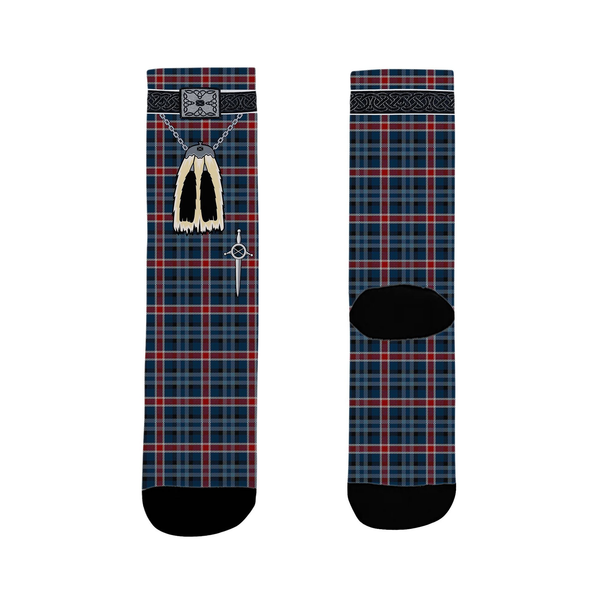ScotsTee Shop Scottish Gandy of Myrton Clan Highland Kilt Sporran Tartan Socks